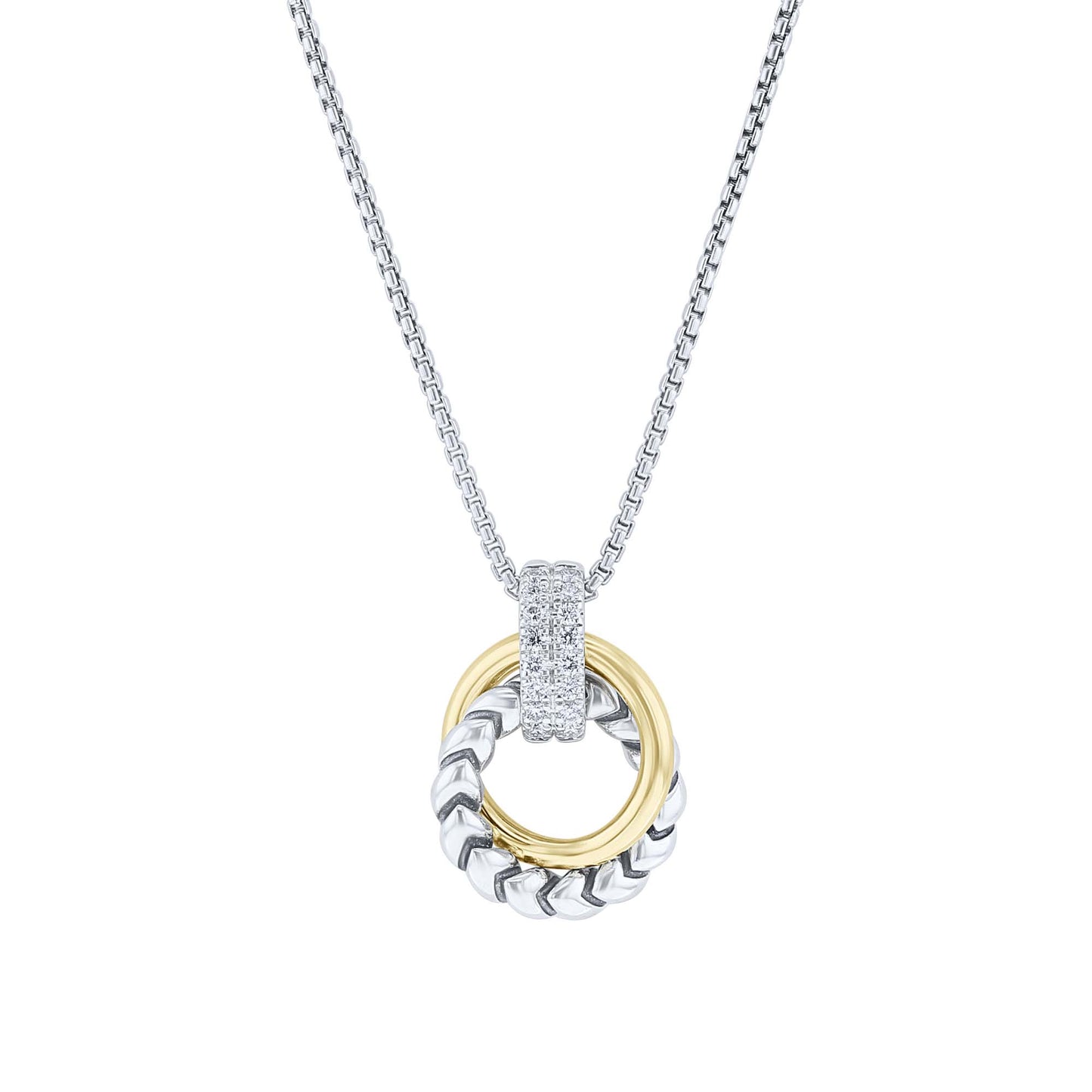 Silver Sloane Coupled Ring Diamond Necklace