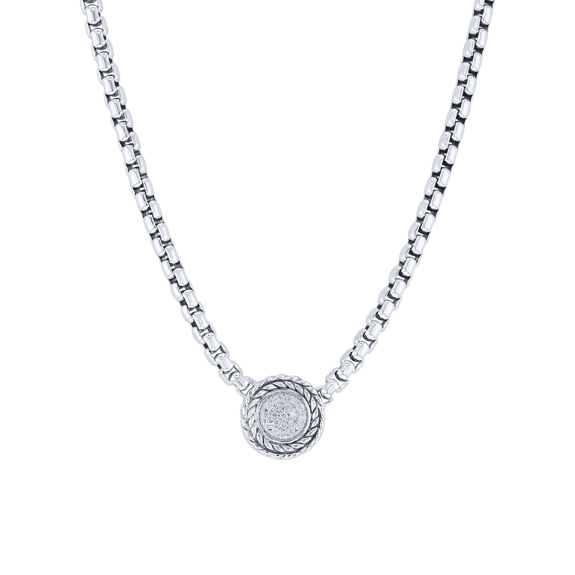 Silver Kenna Pave Diamond Necklace – Steven Singer Jewelers