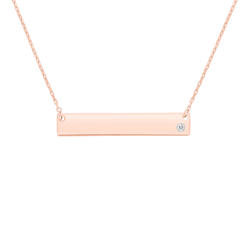 Solid Gold Bar Diamond Necklace