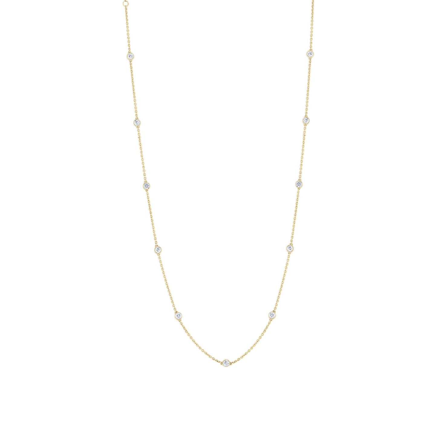 Classic Bezel Station Diamond Necklace 3/4ct