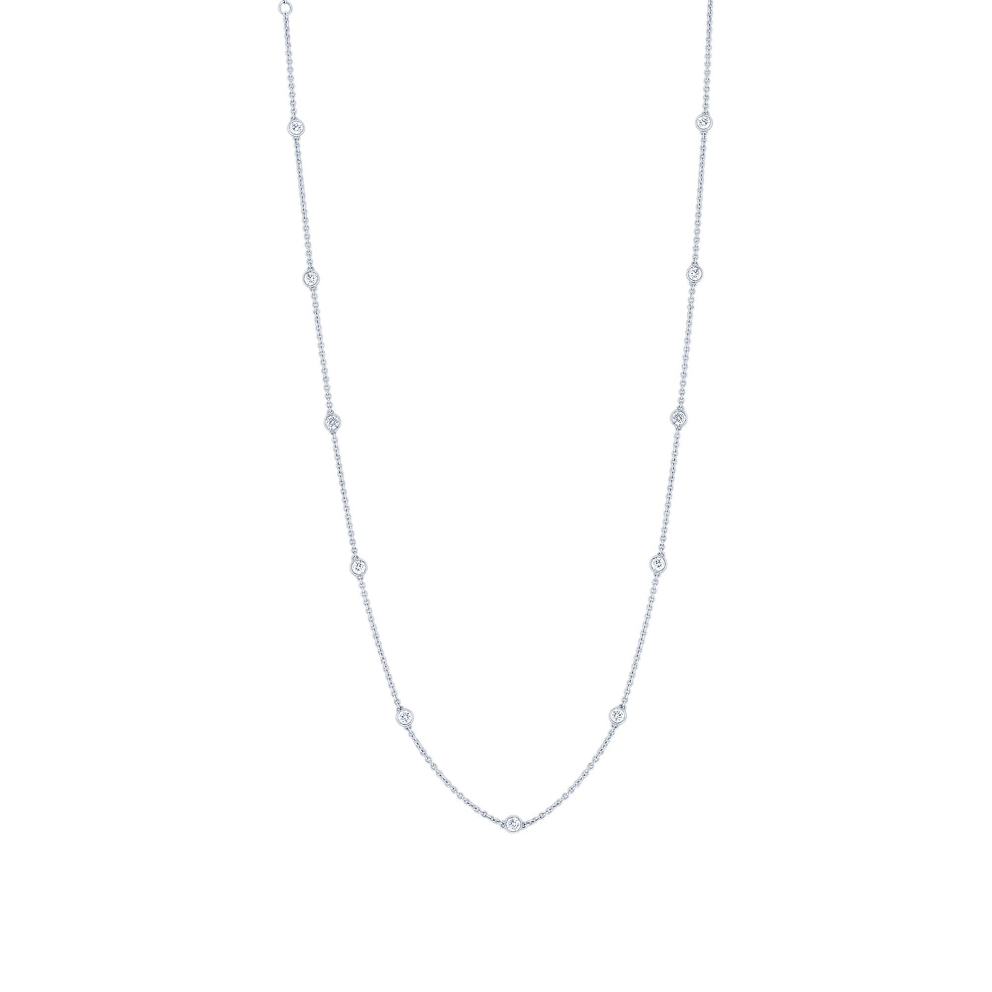 Classic Bezel Station Diamond Necklace 3/4ct