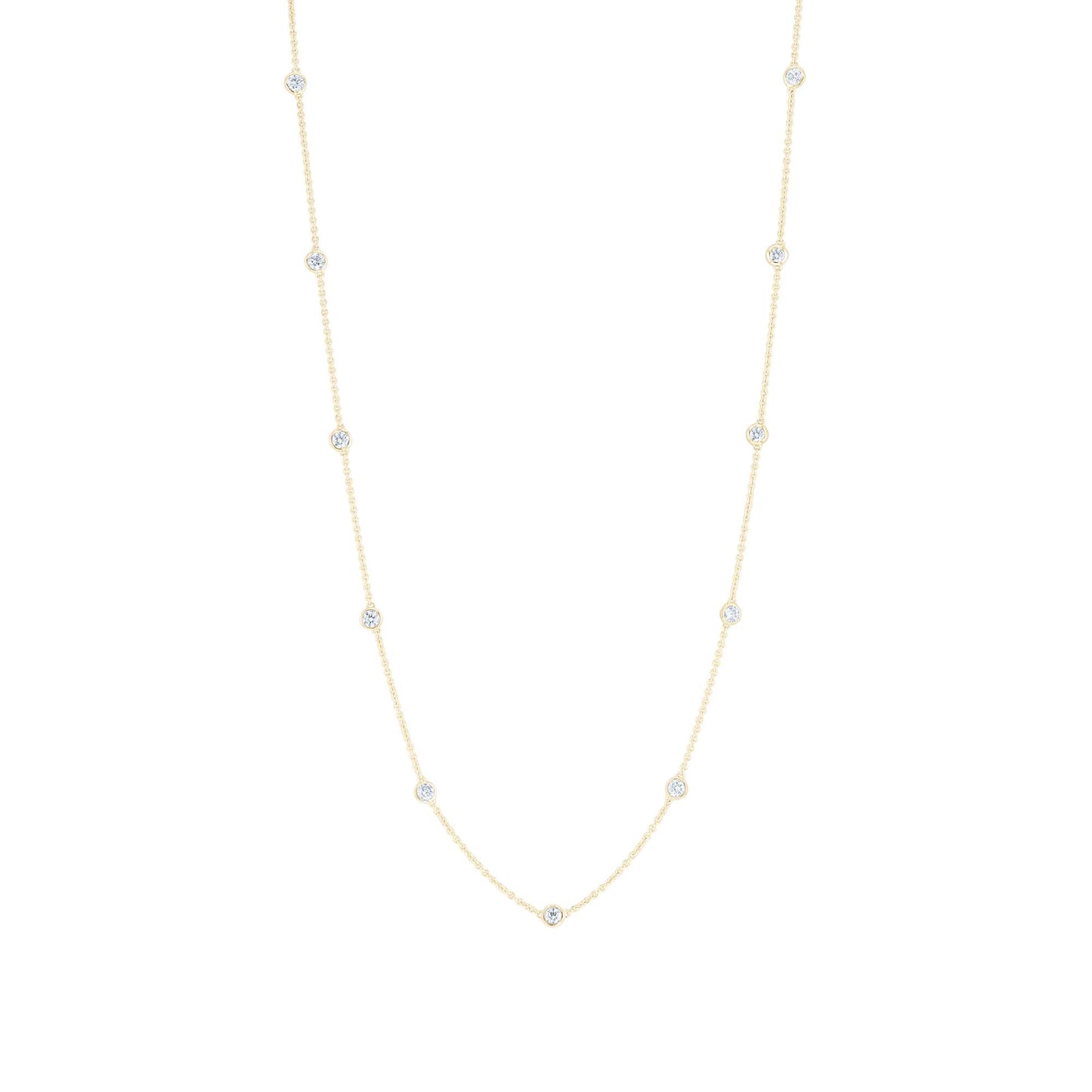 Classic Bezel Station Diamond Necklace 1ct