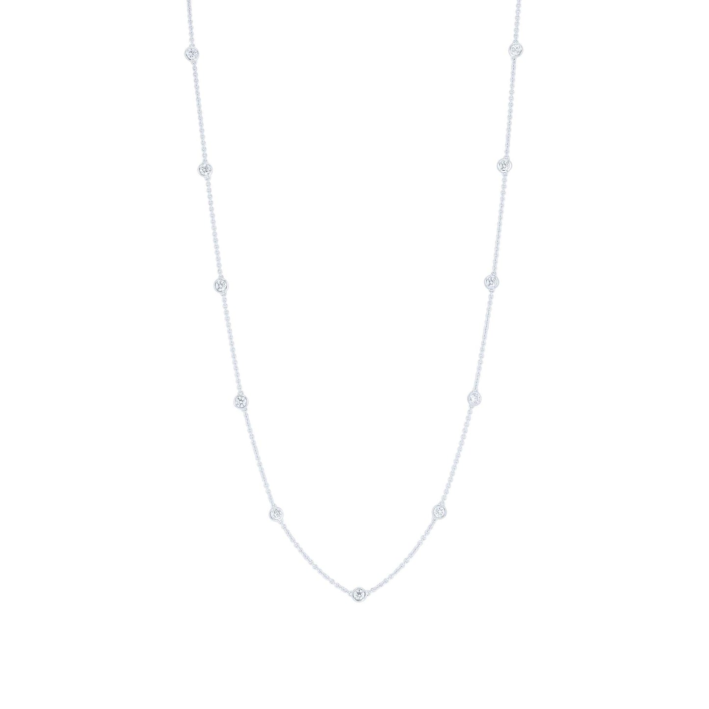 Classic Bezel Station Diamond Necklace 1ct
