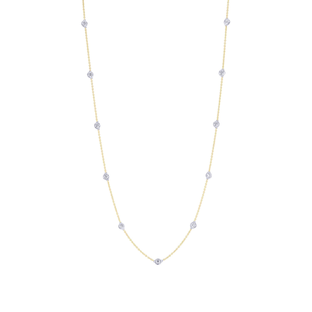 Classic Bezel Station Diamond Necklace 1ct