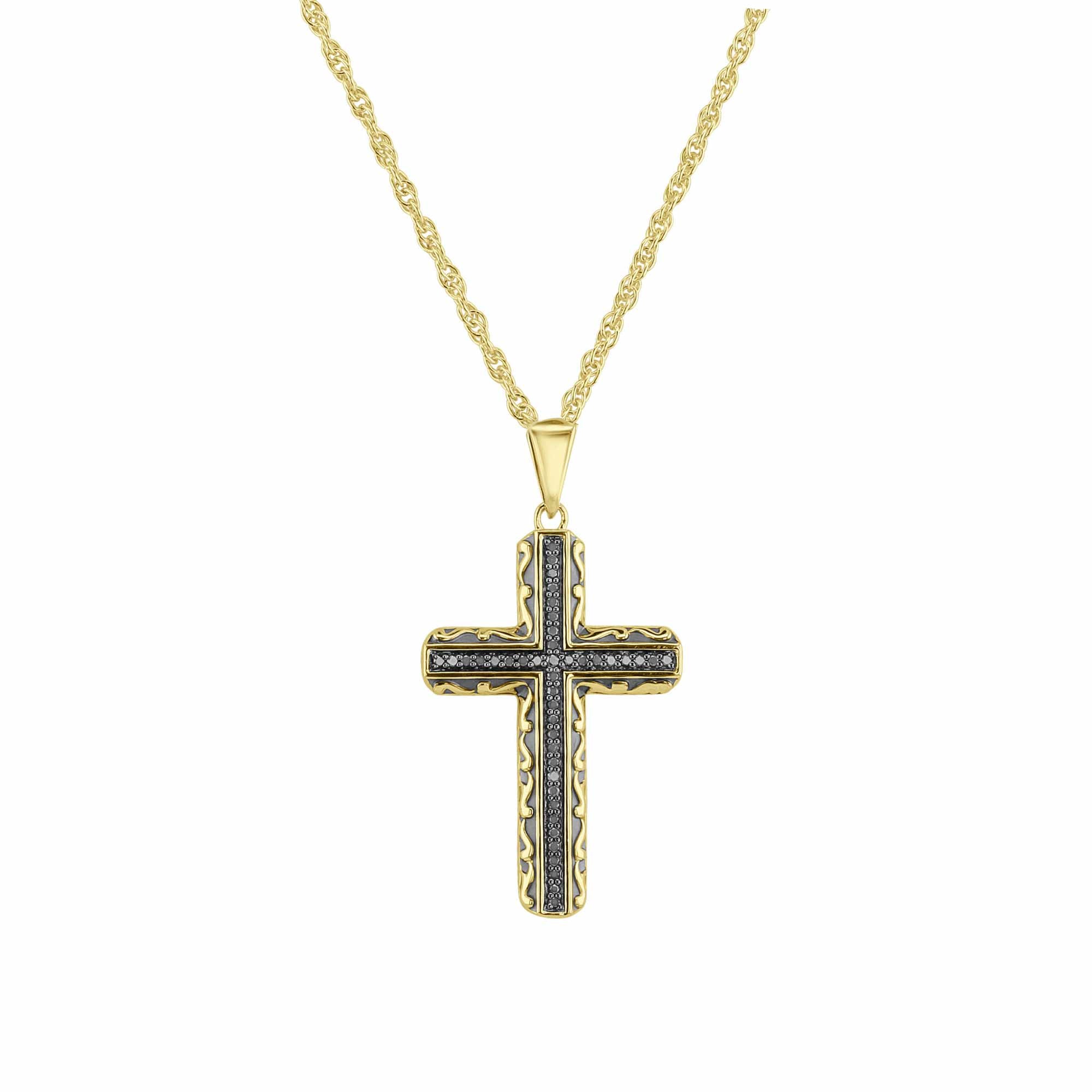 Golden Shadow Black Diamond Cross Necklace – Steven Singer Jewelers