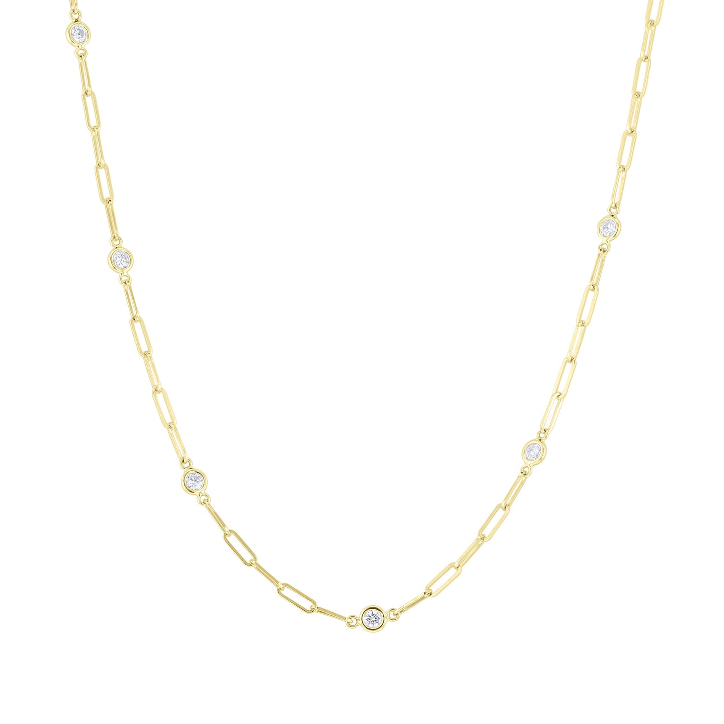 Modern Paper Clip Station Diamond Necklace 1ct