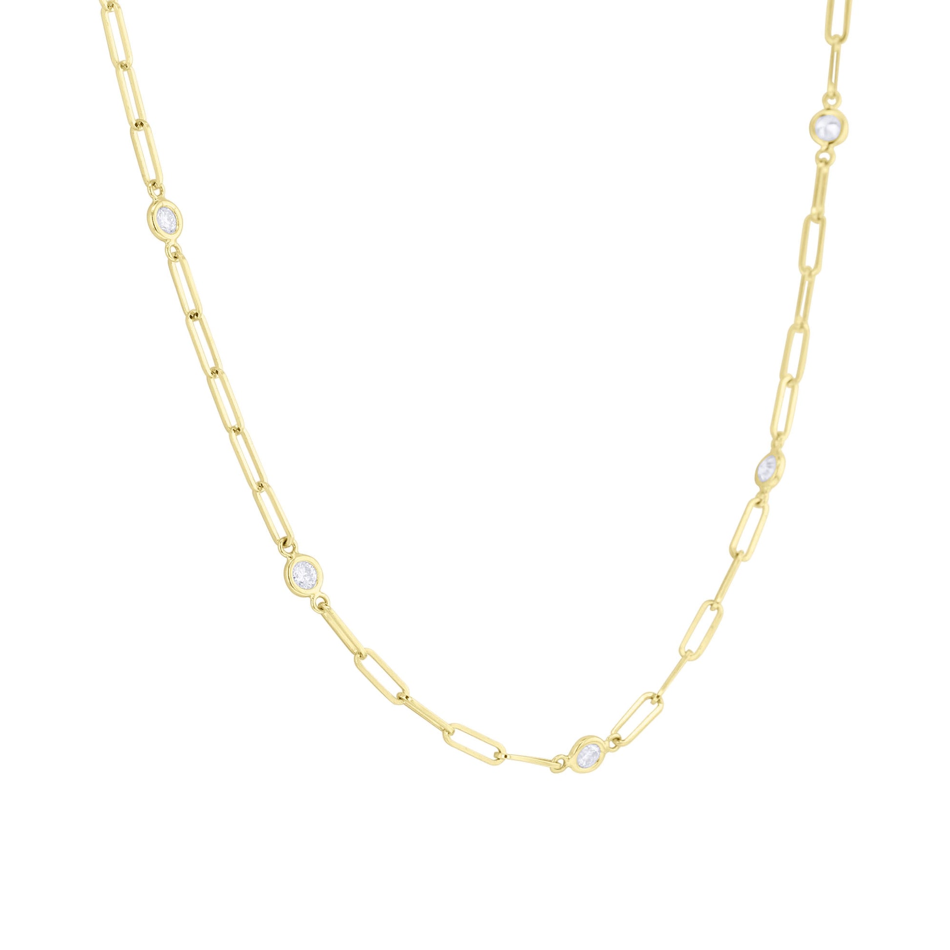 Modern Paper Clip Station Diamond Necklace 1ct