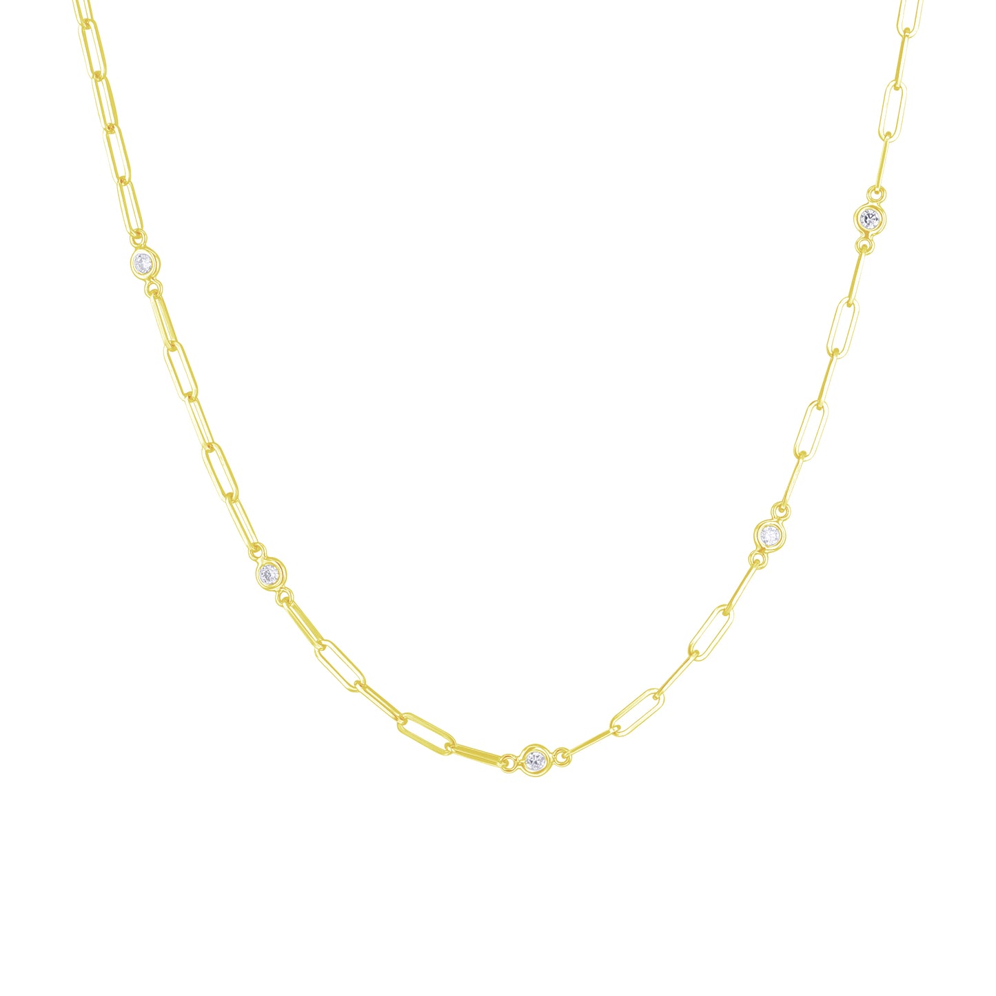 Modern Paper Clip Station Diamond Necklace 1/2ct