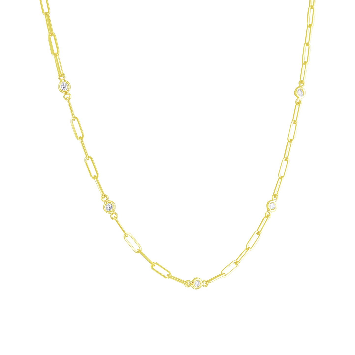 Modern Paper Clip Station Diamond Necklace 1/2ct
