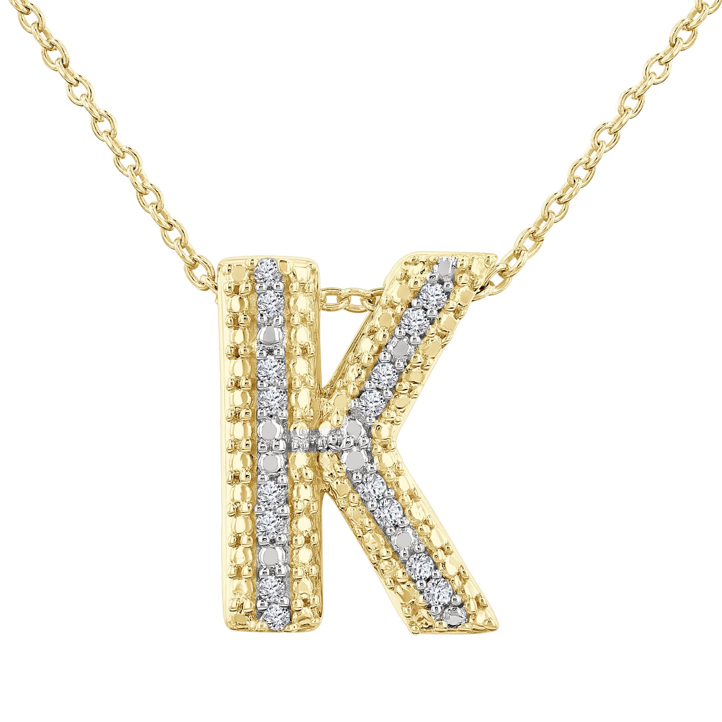 Silver Bubble Initial Diamond Necklace