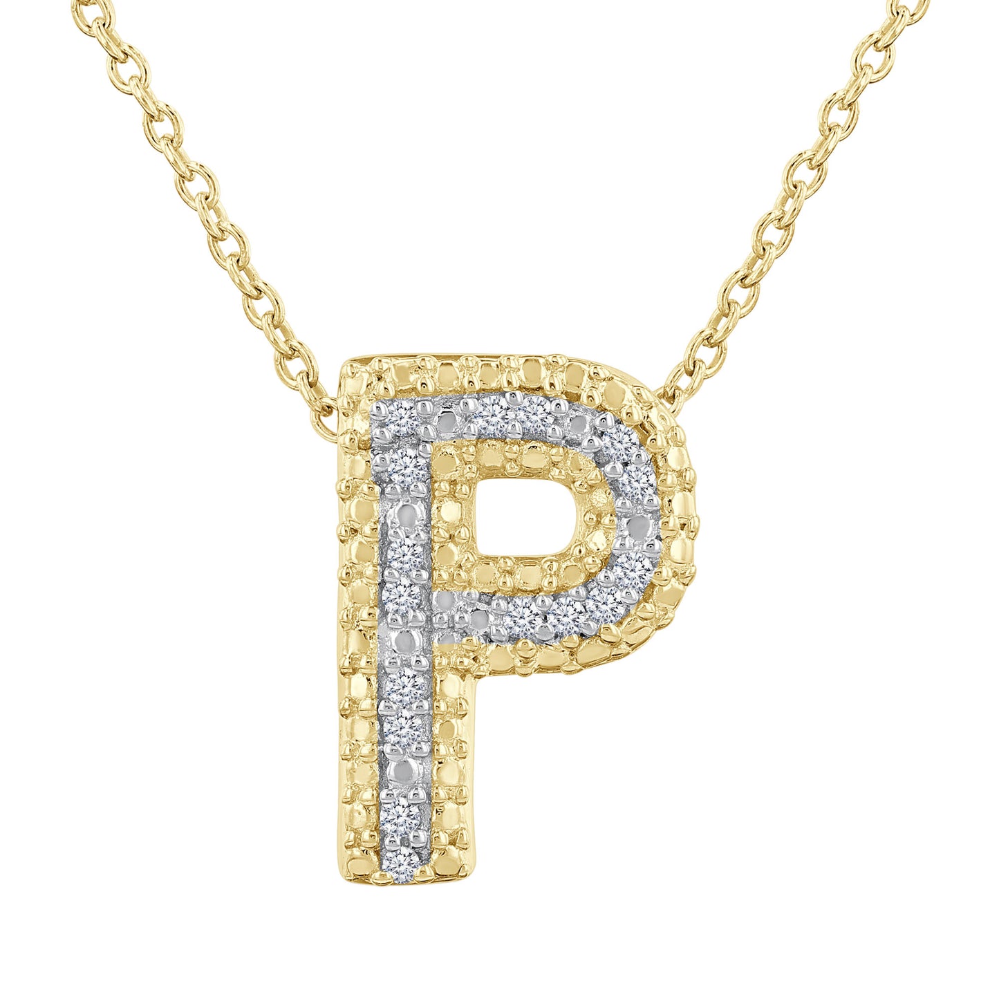 Silver Bubble Initial Diamond Necklace