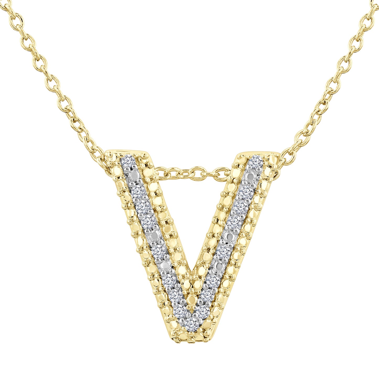 Silver Bubble Initial Diamond Necklace