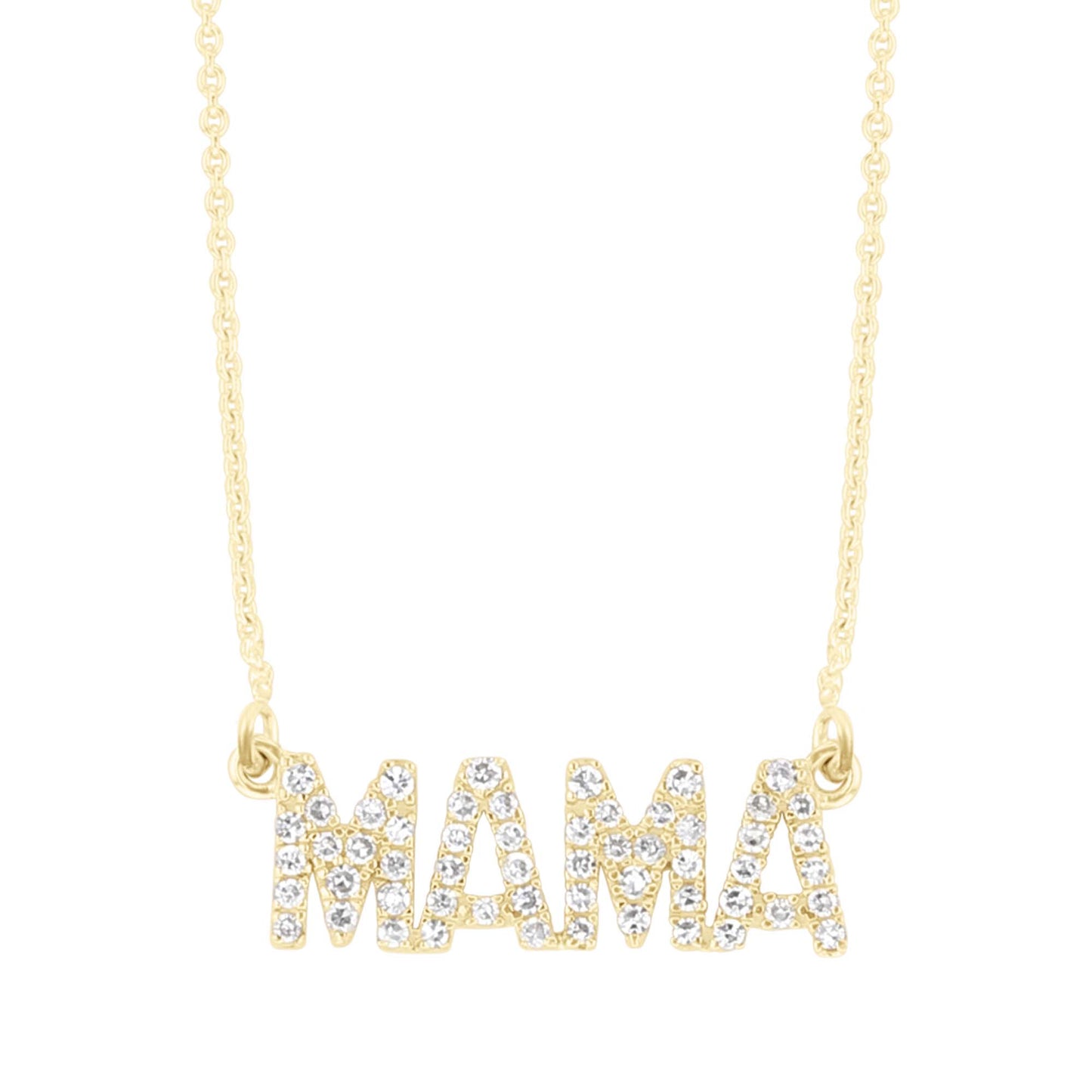 Mama Block Letter Diamond Necklace