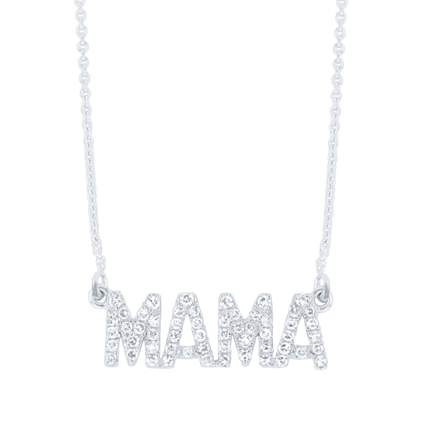 Mama Block Letter Diamond Necklace