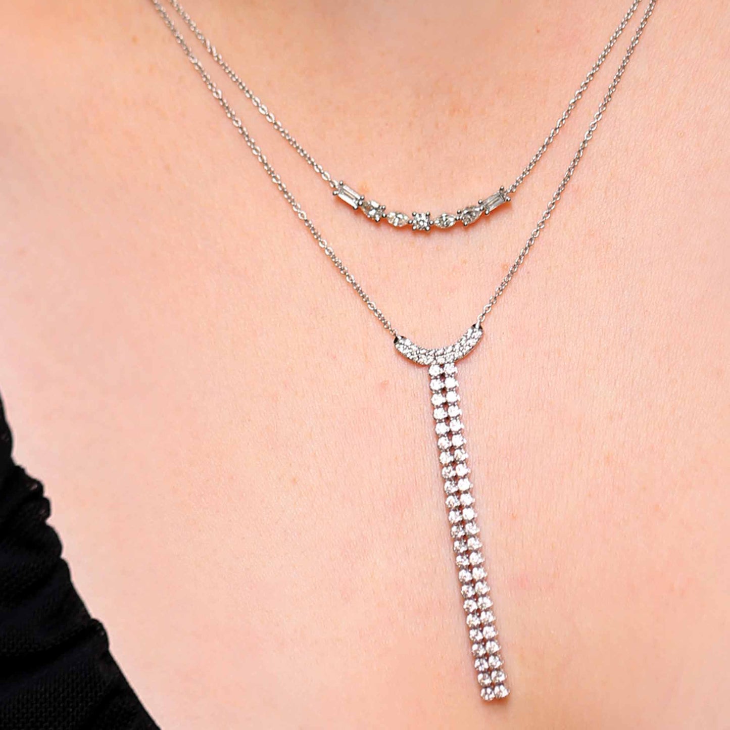 Diamond Medley Curve Necklace