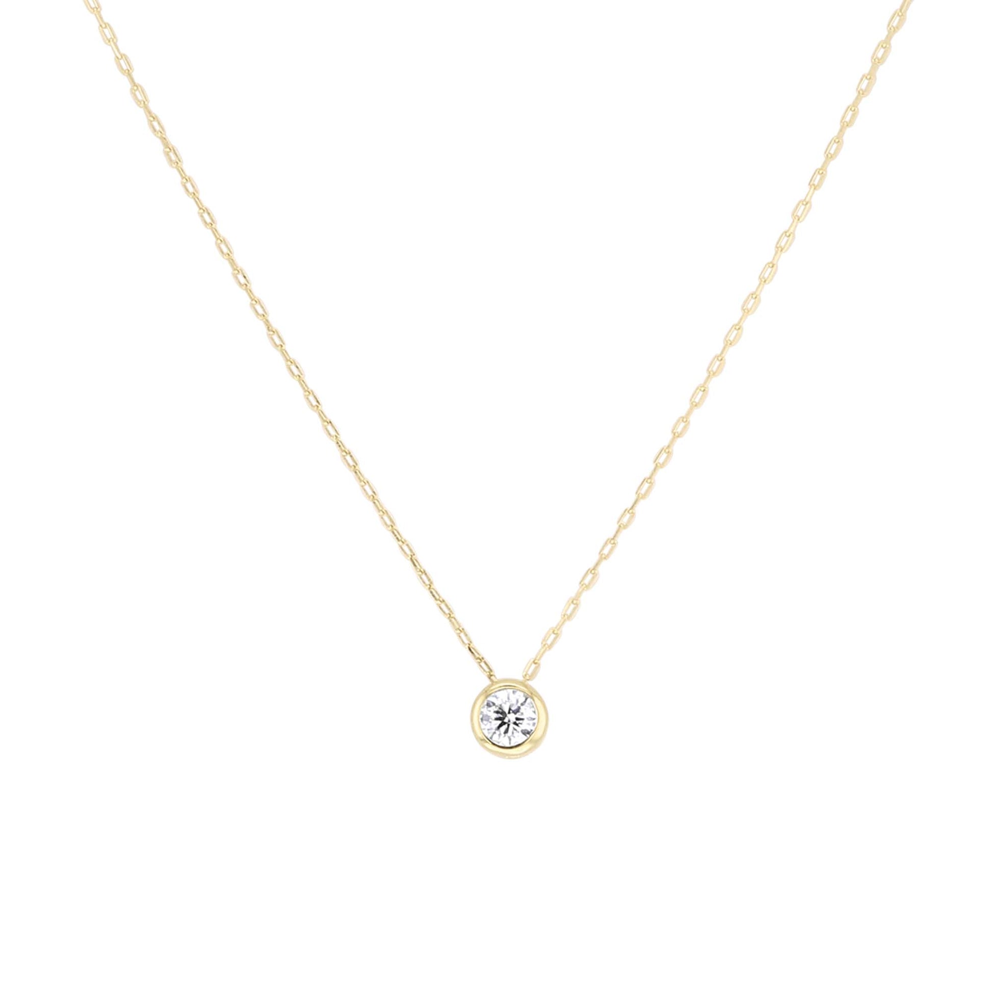 Baby Bezel Diamond Solitaire Necklace