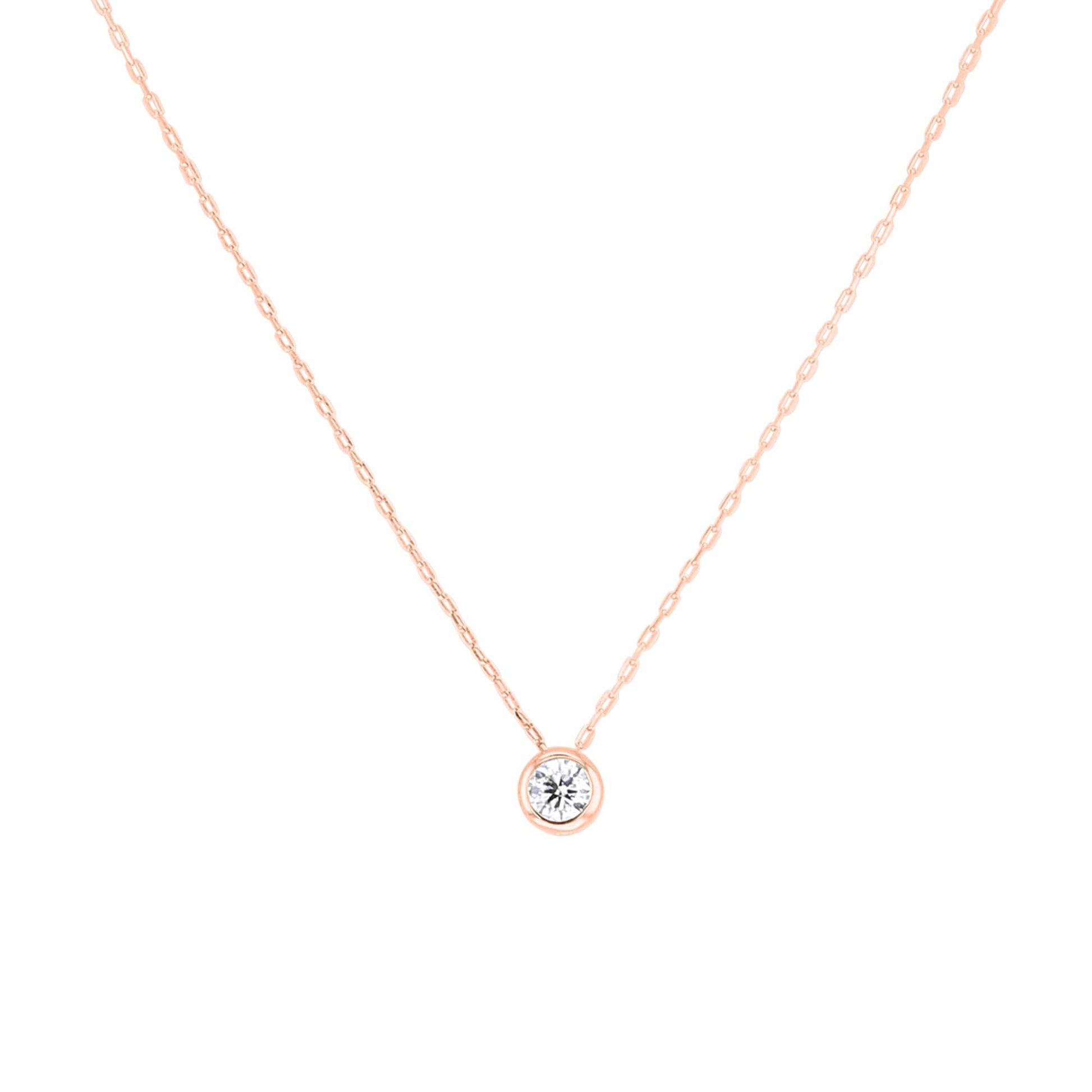 Baby Bezel Diamond Solitaire Necklace