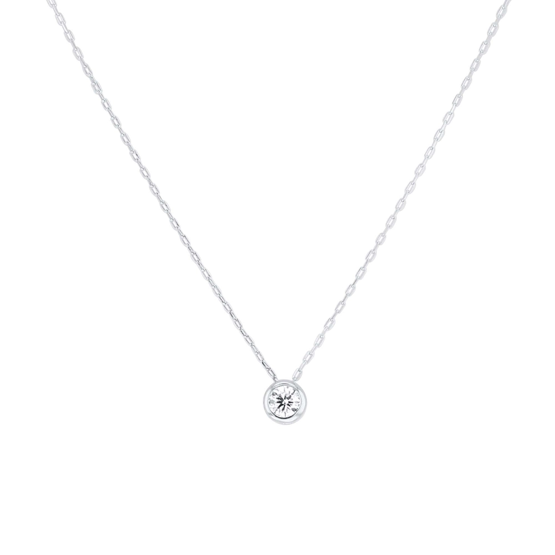 Baby Bezel Diamond Solitaire Necklace