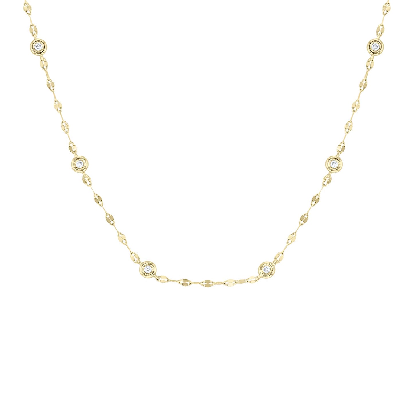 Bezel Station Sparkle Chain Diamond Necklace