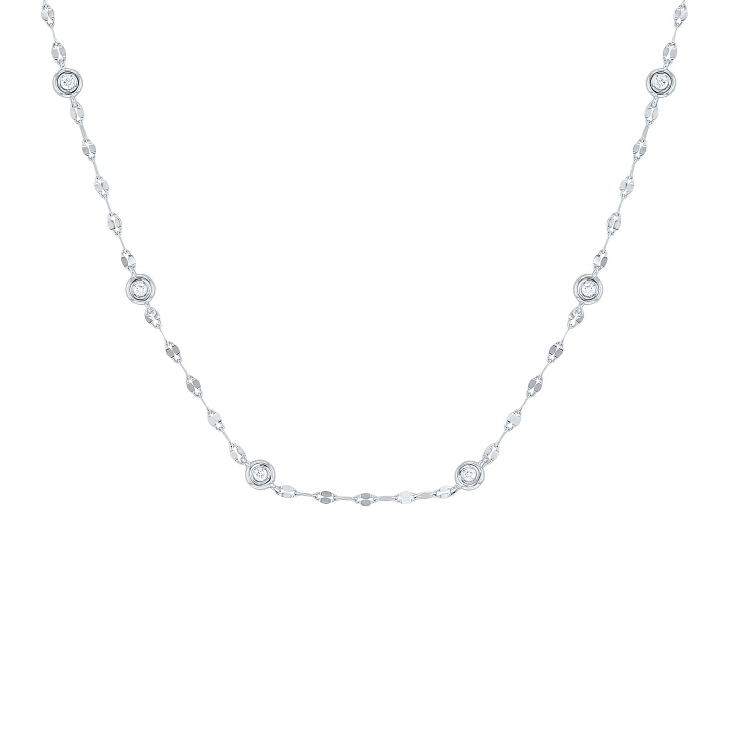 Bezel Station Sparkle Chain Diamond Necklace