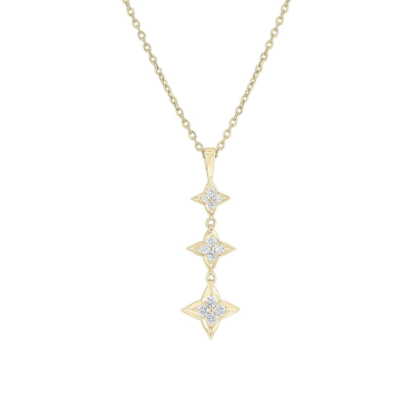 Silver Star of Hope Trio Drop Diamond Necklace