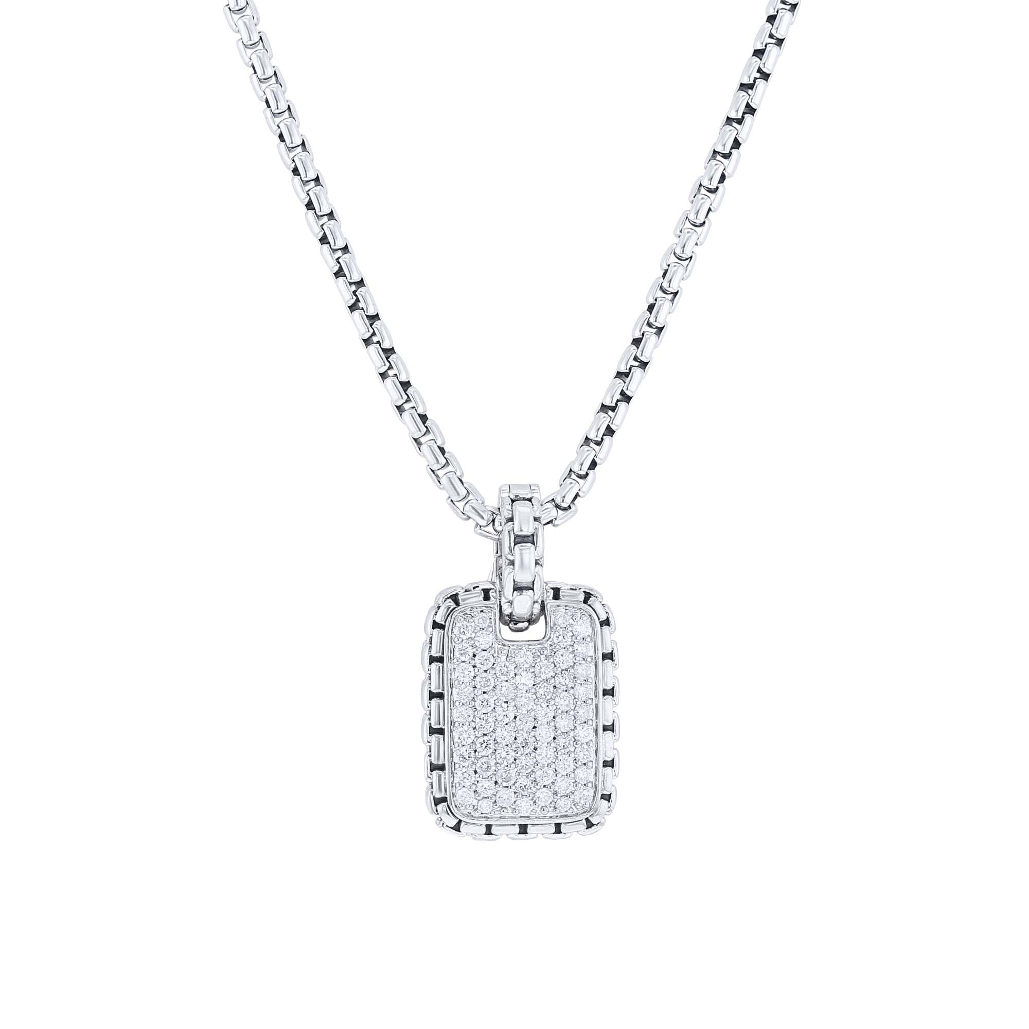 Silver Pershing Diamond Dog Tag Necklace – Steven Singer Jewelers