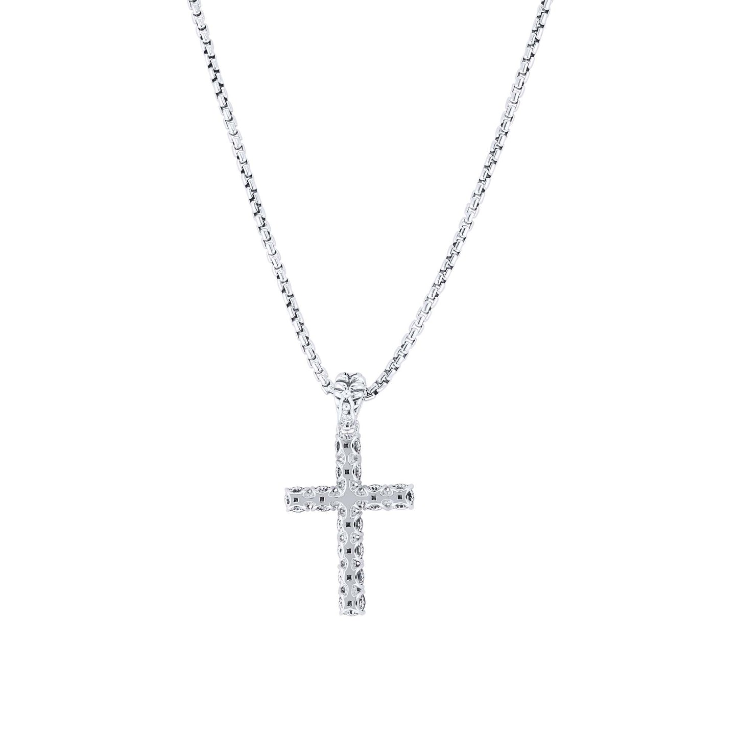 Silver Benedict Black Spinel Cross Necklace