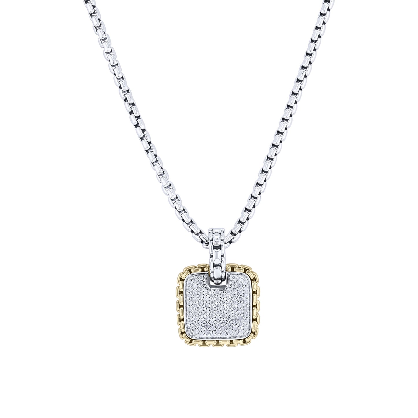 Cruz Silver & Gold Pave Diamond Necklace