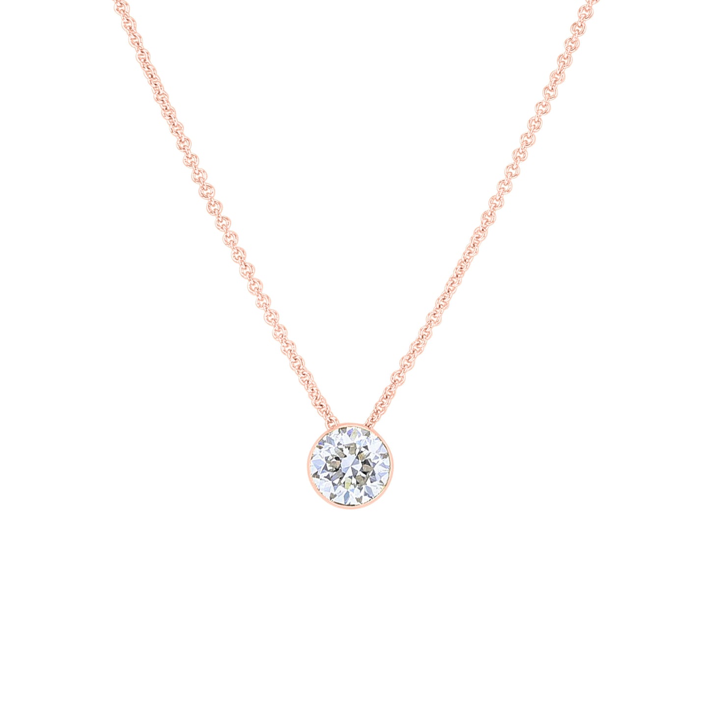 Naked Solitaire Diamond Bezel Necklace 1ct