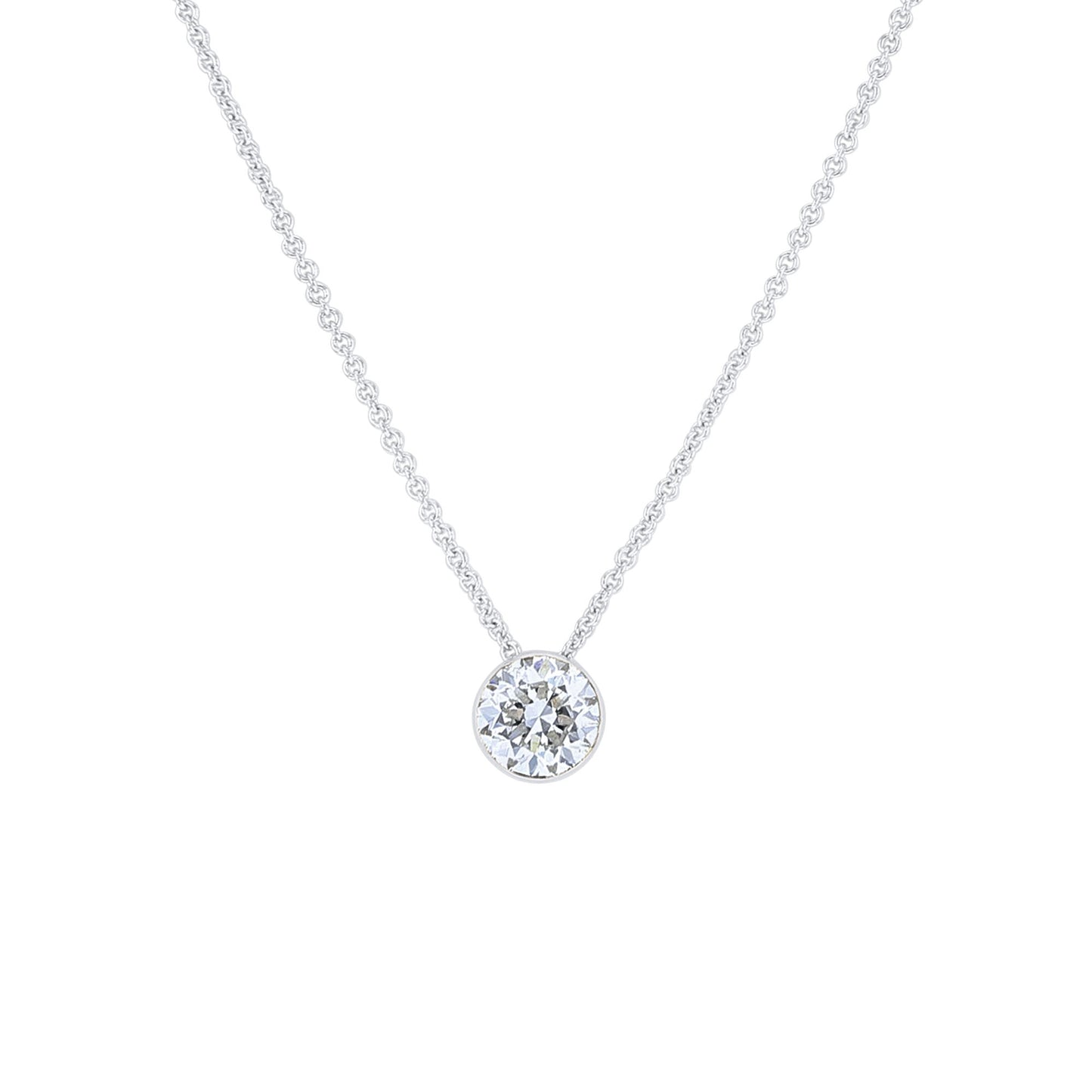 Naked Solitaire Diamond Bezel Necklace 1ct