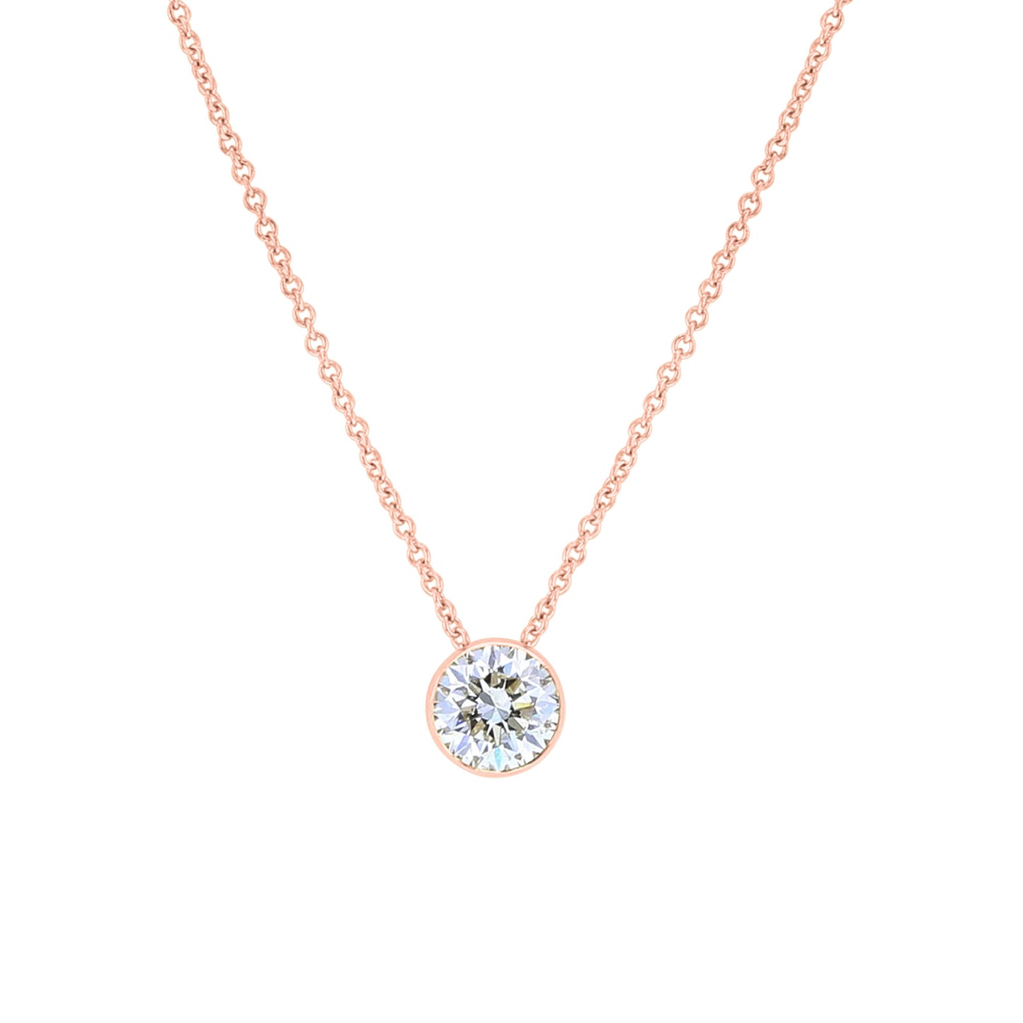 Naked Solitaire Diamond Bezel Necklace 3/4ct