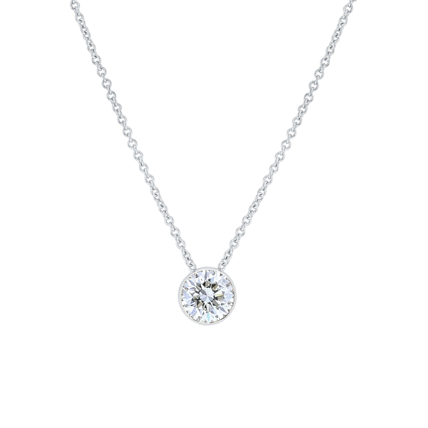 Naked Solitaire Diamond Bezel Necklace 3/4ct