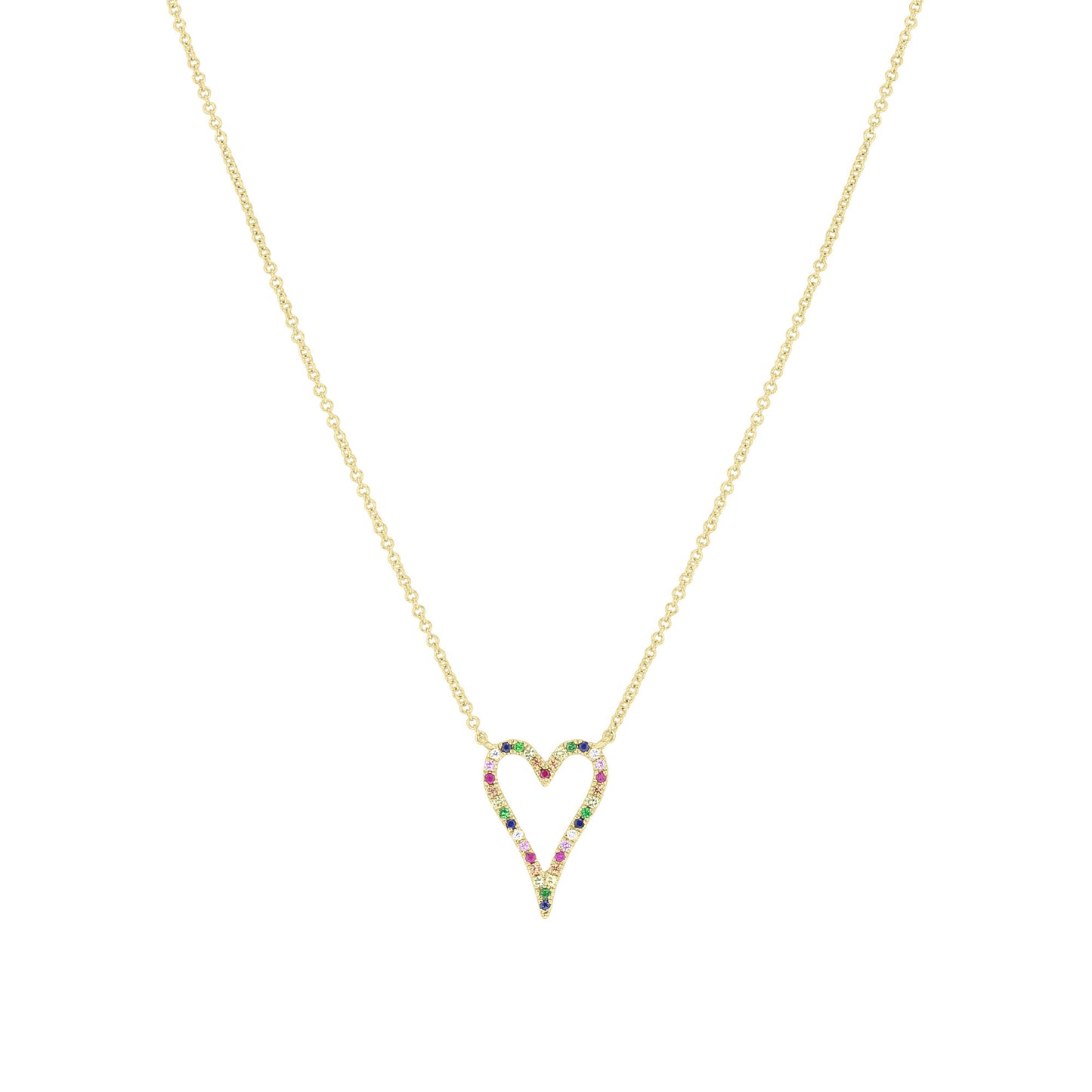 Prismatic Heart Rainbow Sapphire Necklace