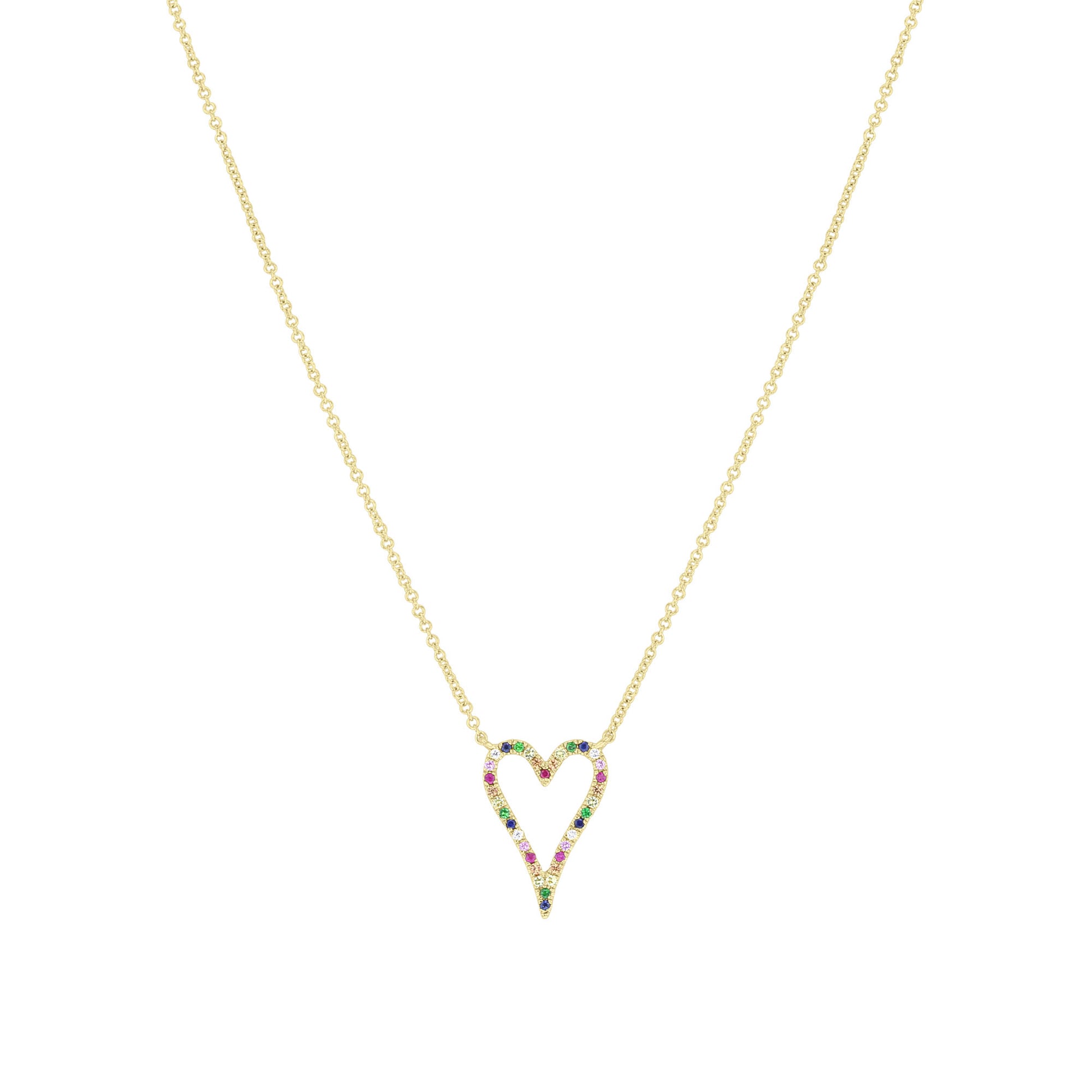 Prismatic Heart Rainbow Sapphire Necklace