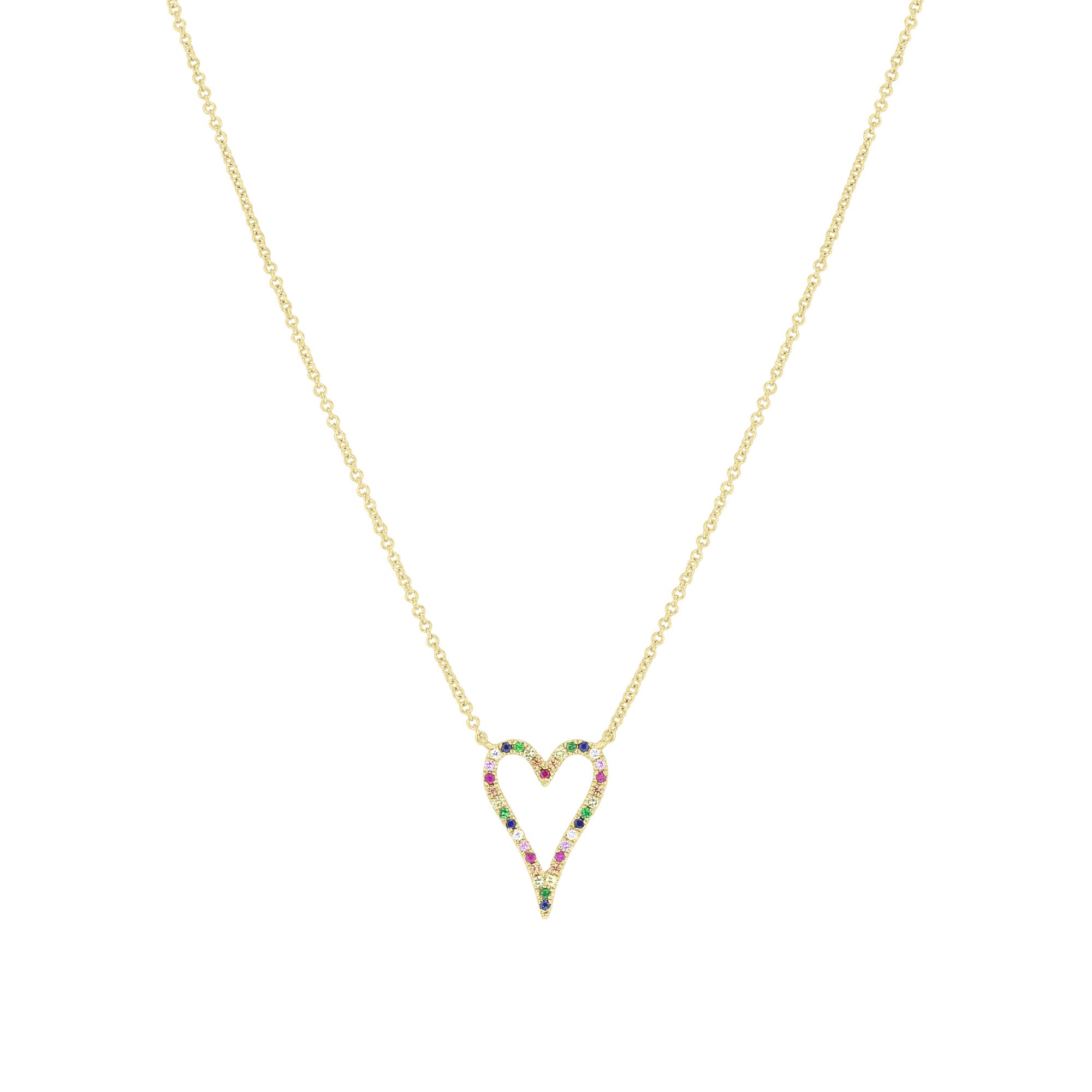 Prismatic Heart Rainbow Sapphire Necklace