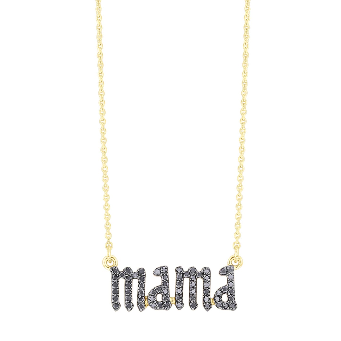 Mama Gothic Letter Black Diamond Necklace