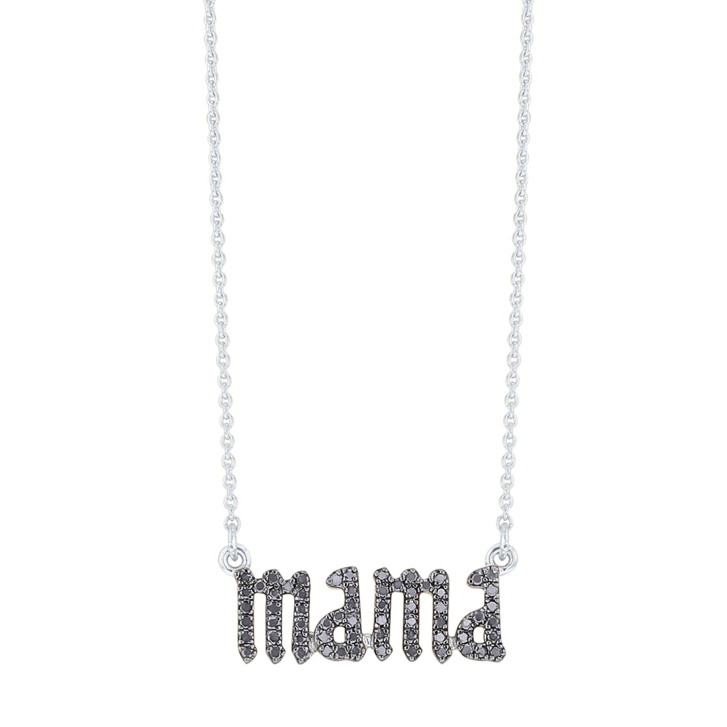 Mama Gothic Letter Black Diamond Necklace