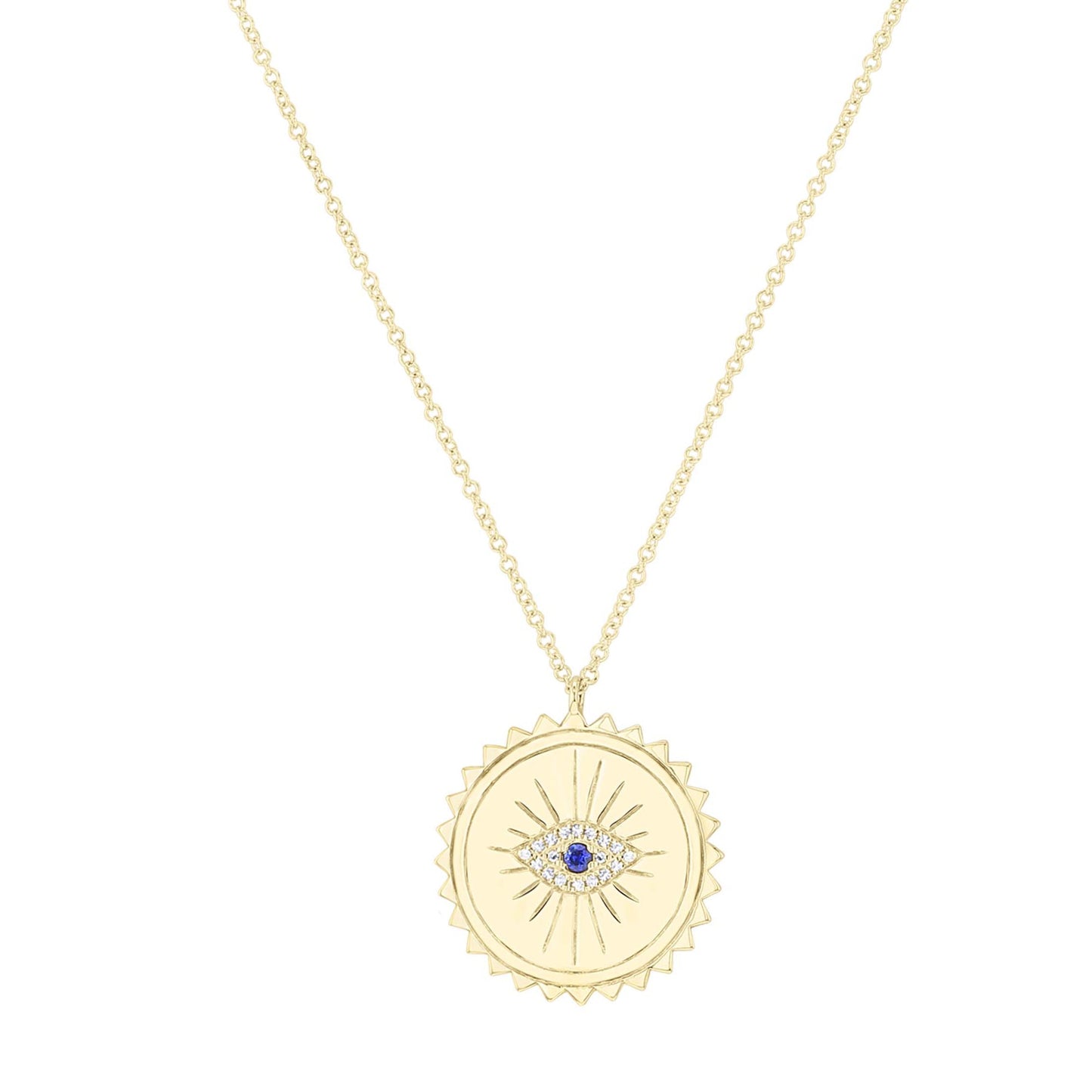 Evil Eye Sapphire and Diamond Medallion Necklace