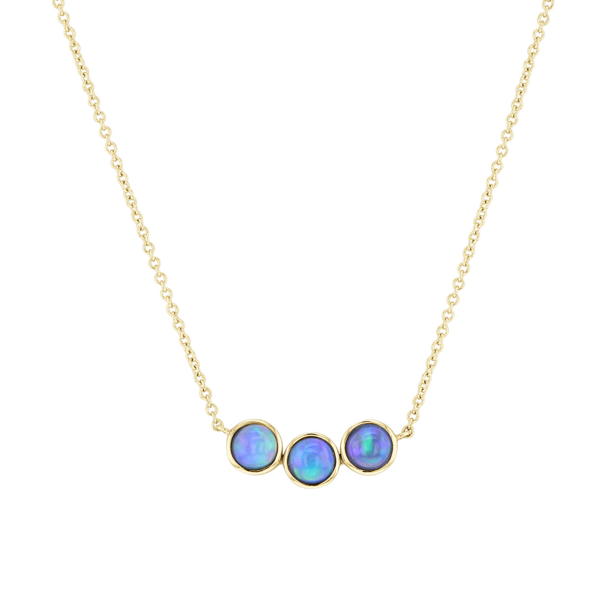Gaia Three Stone Opal Bezel Necklace