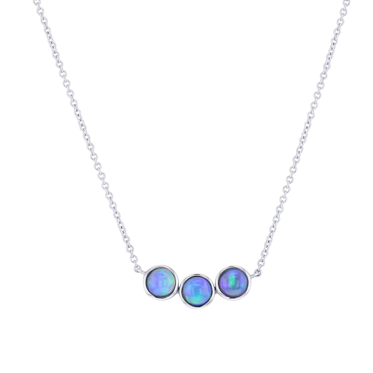 Gaia Three Stone Opal Bezel Necklace