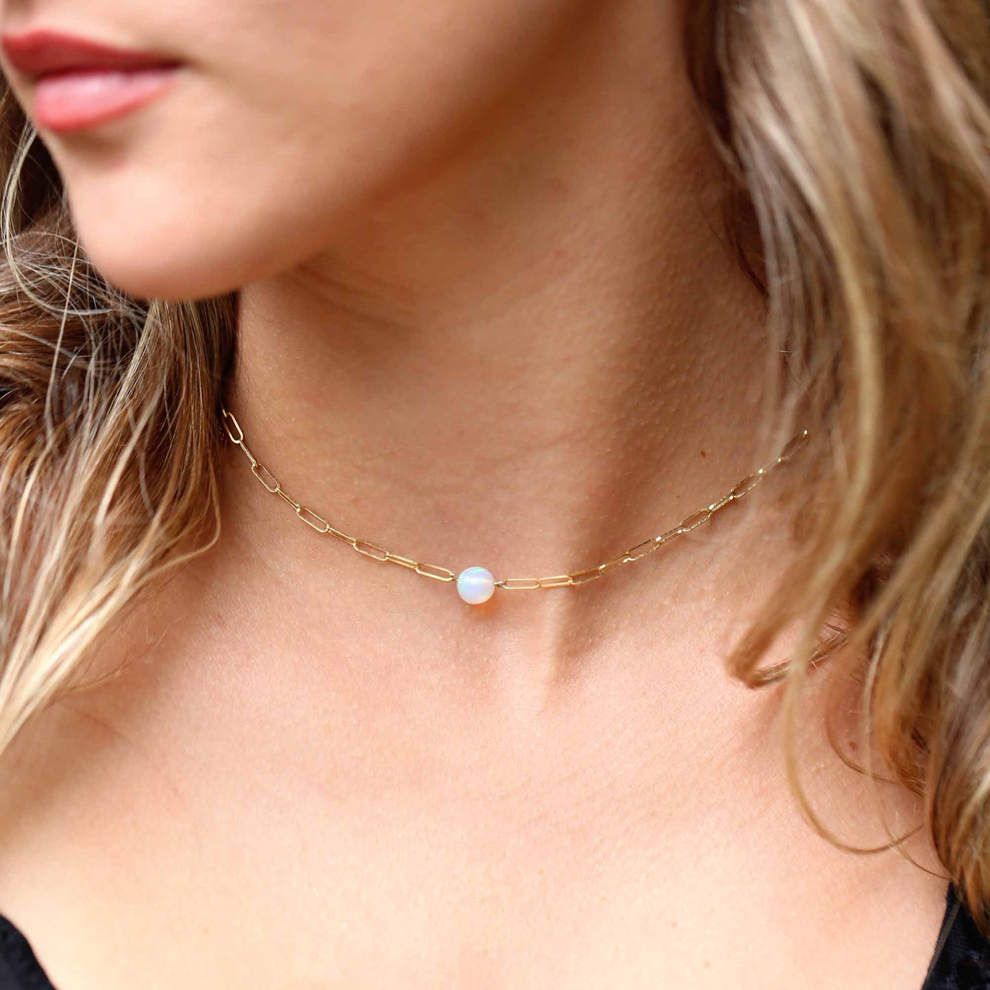Juno Opal Paper Clip Chain Necklace
