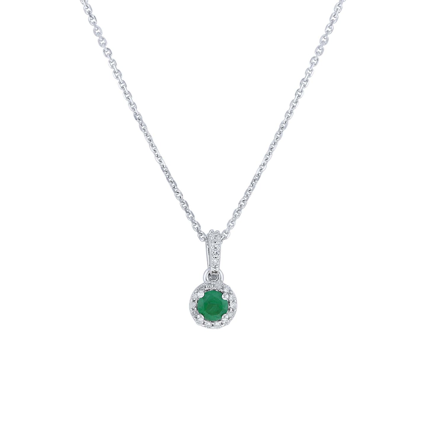 Silver Cupcake Emerald & Diamond Necklace