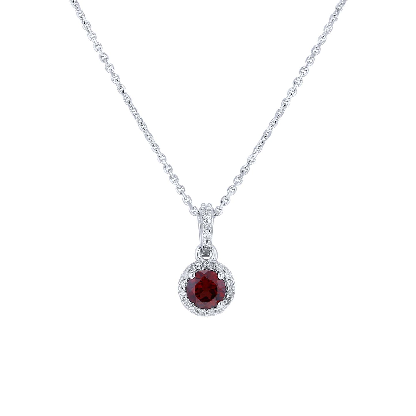 Silver Cupcake Garnet & Diamond Necklace