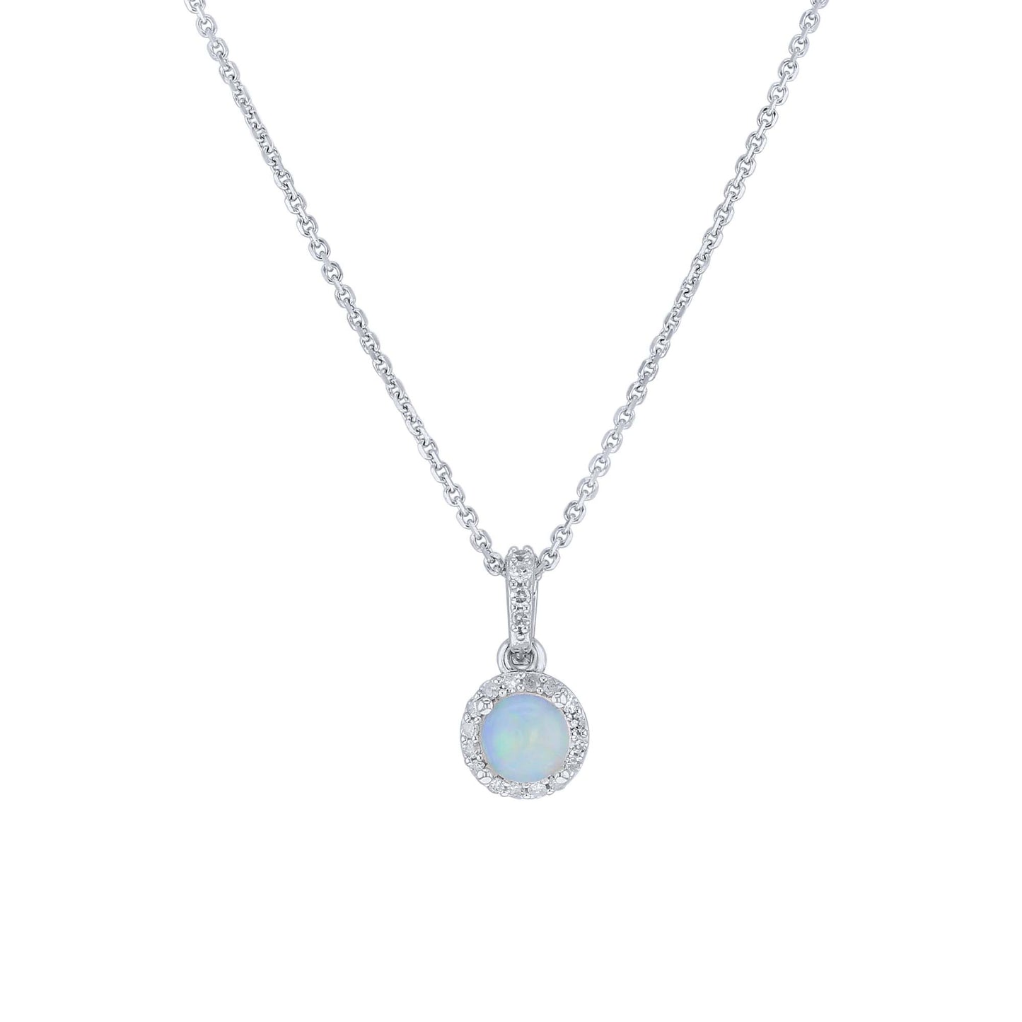 Silver Cupcake Opal & Diamond Necklace