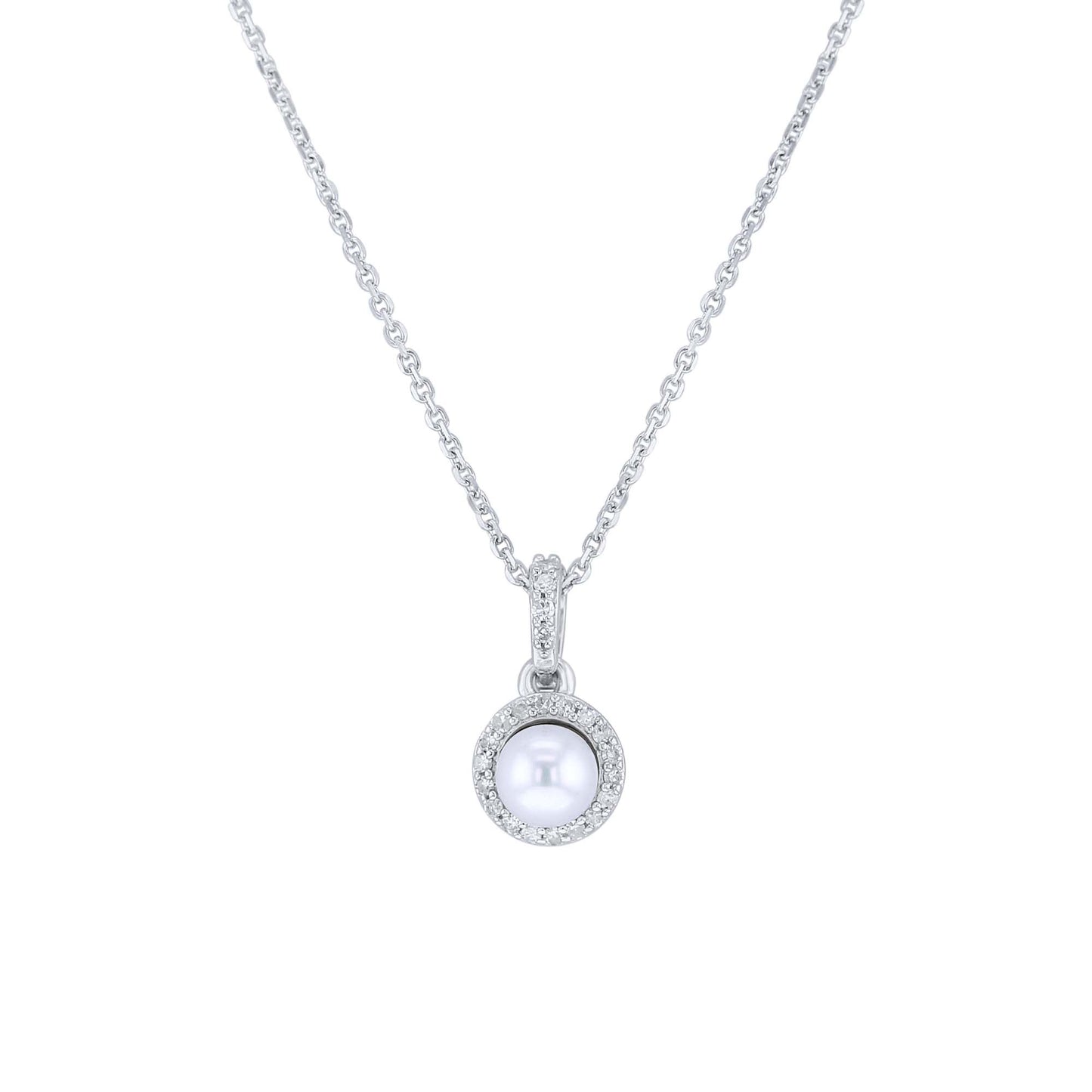 Silver Cupcake Pearl & Diamond Necklace