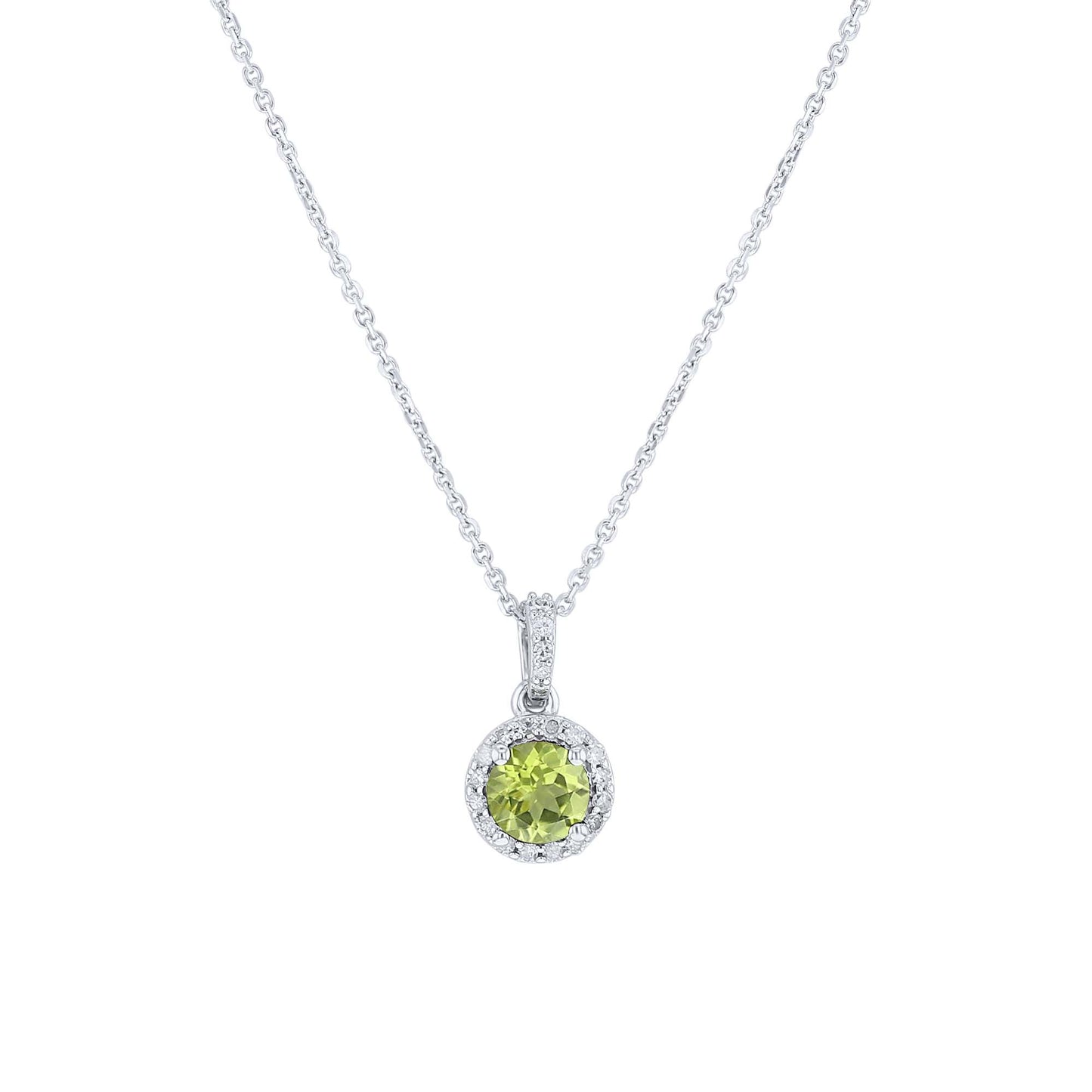 Silver Cupcake Peridot & Diamond Necklace