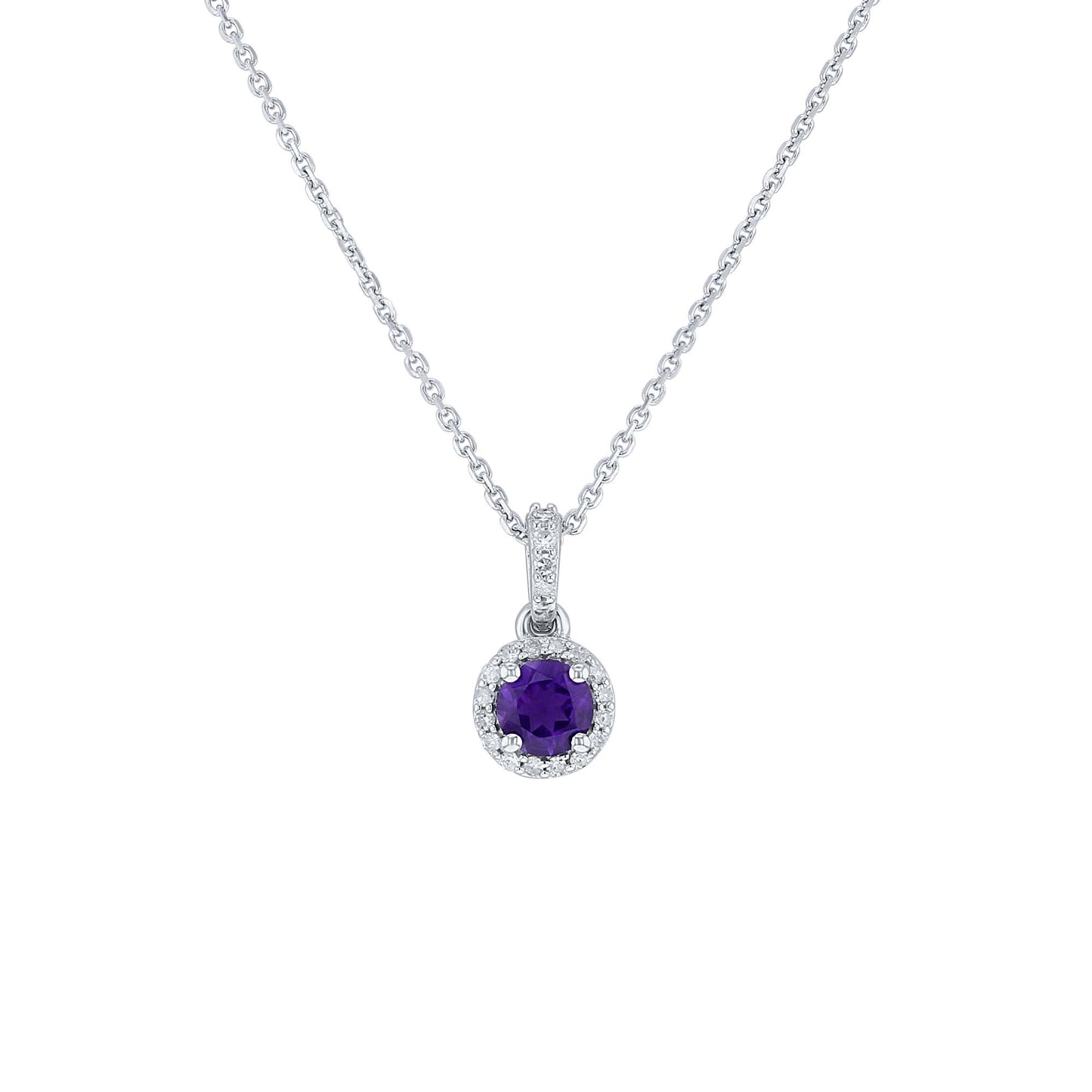 Silver Cupcake Amethyst & Diamond Necklace