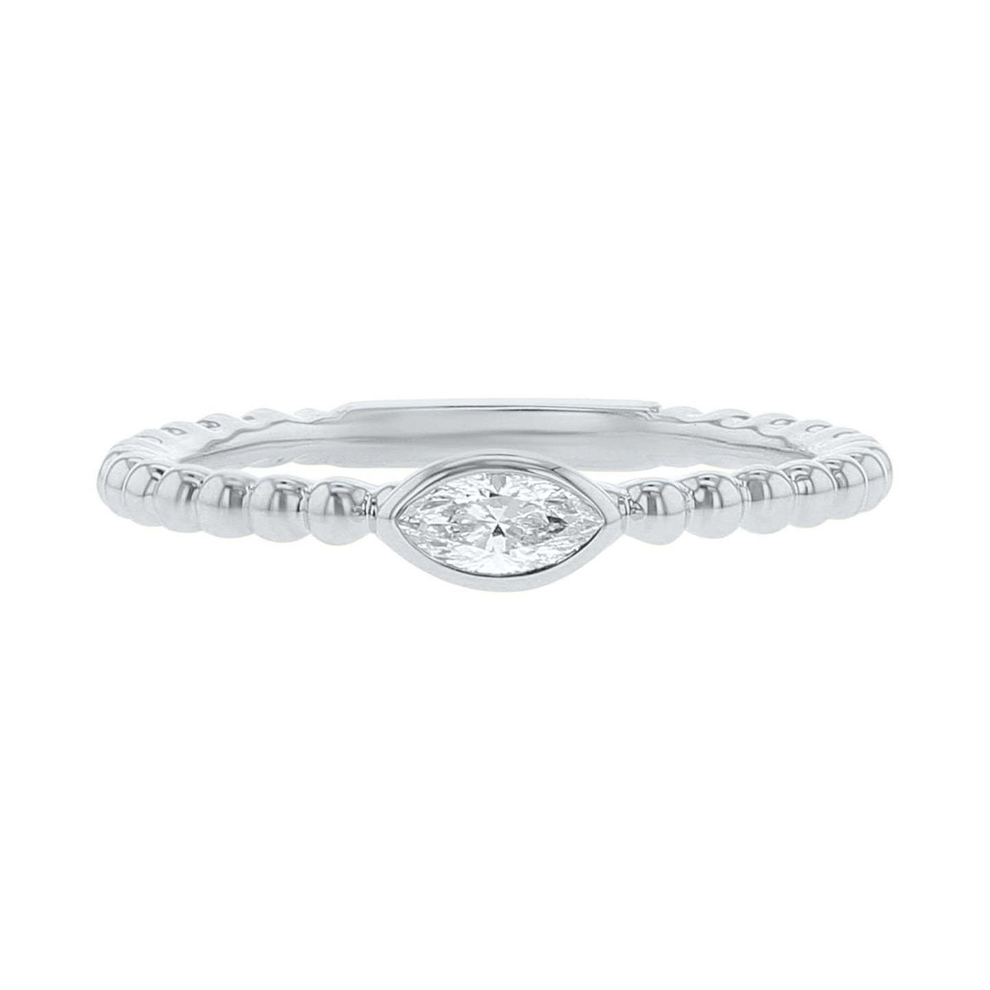 Paloma Marquise Cut Beaded Bezel Diamond Ring