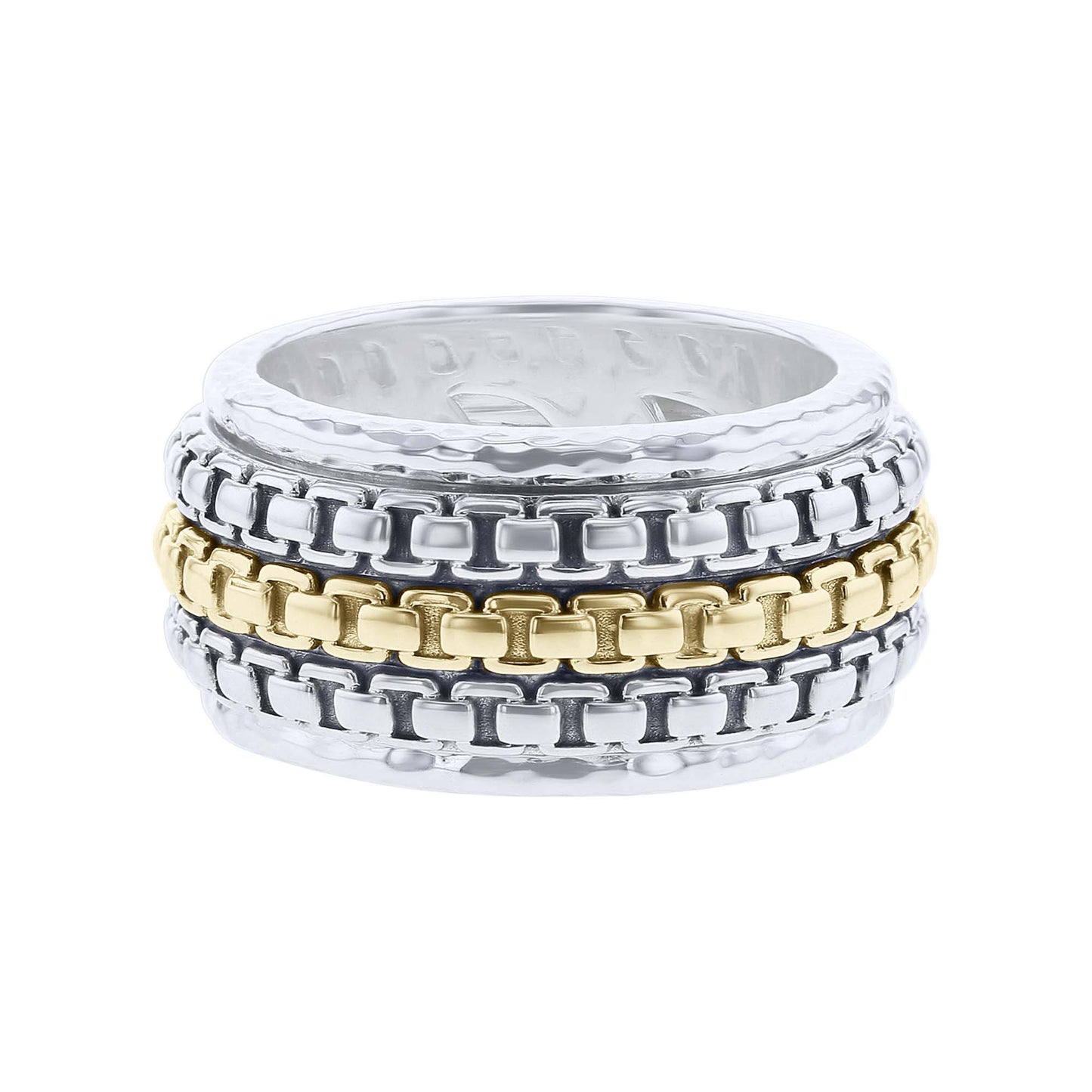 Silver Triple Box Chain Spinner Ring