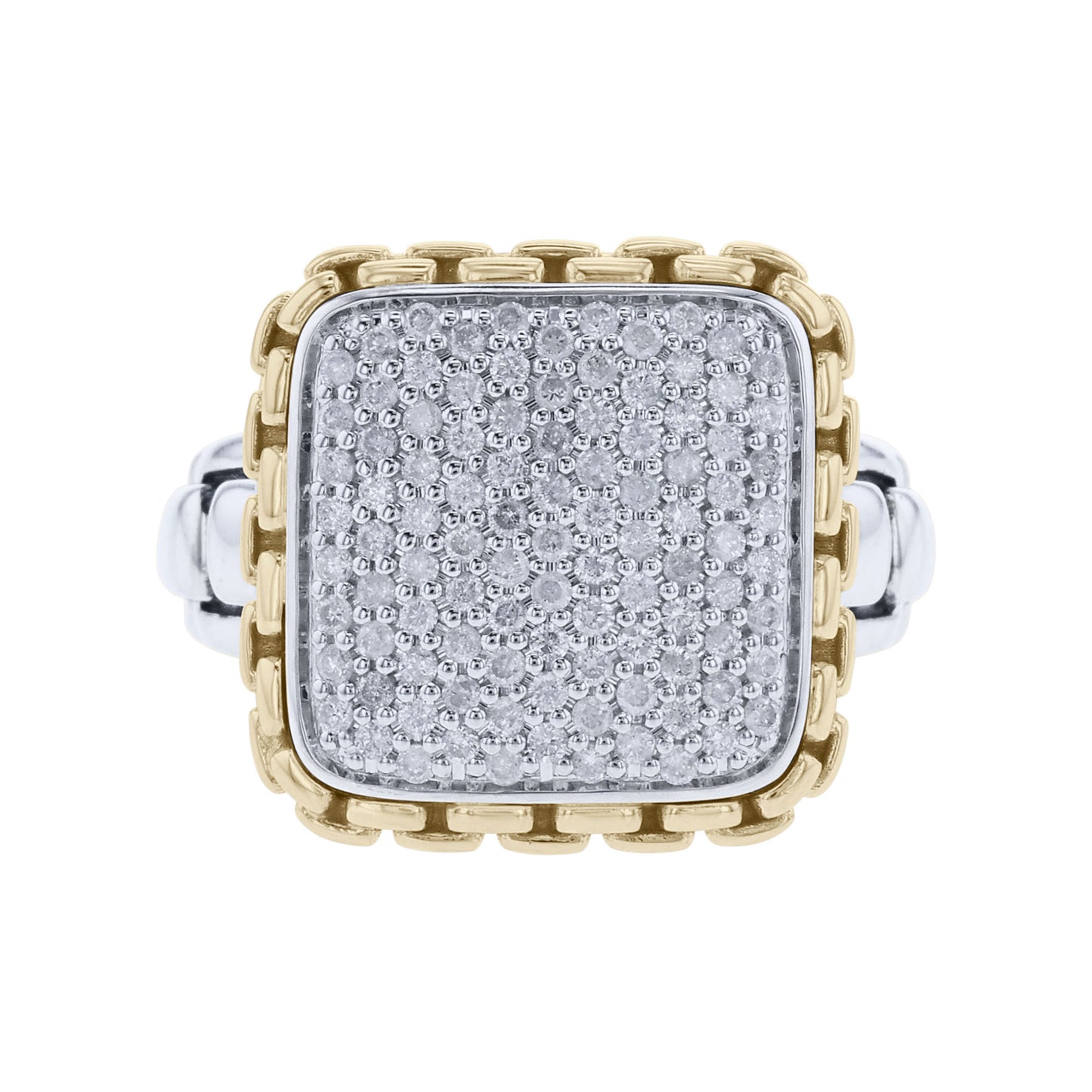 Cruz Silver & Gold Pave Diamond Ring